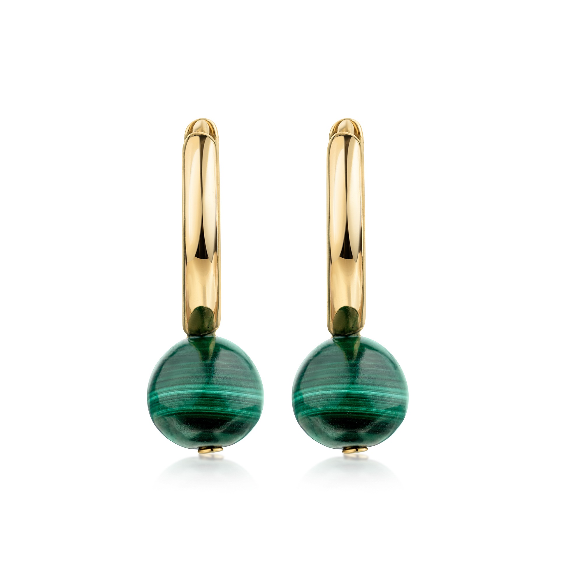 Zeeme Paar Creolen »925/- Sterling Silber vergoldet Malachit«