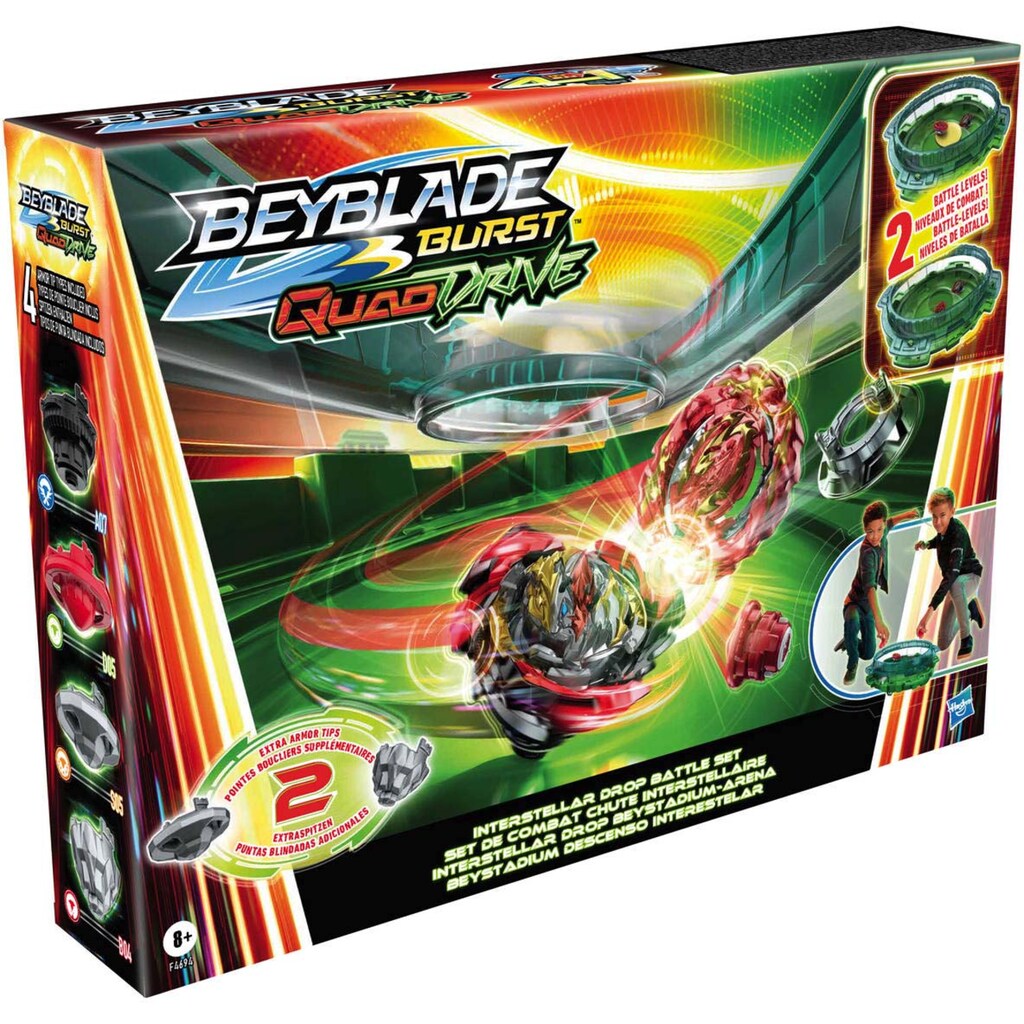 Hasbro Speed-Kreisel »Beyblade Burst QuadDrive Interstellar Drop Battle Set«, Arena mit 2 Kreiseln, 2 Startern & 2 Extraspitzen