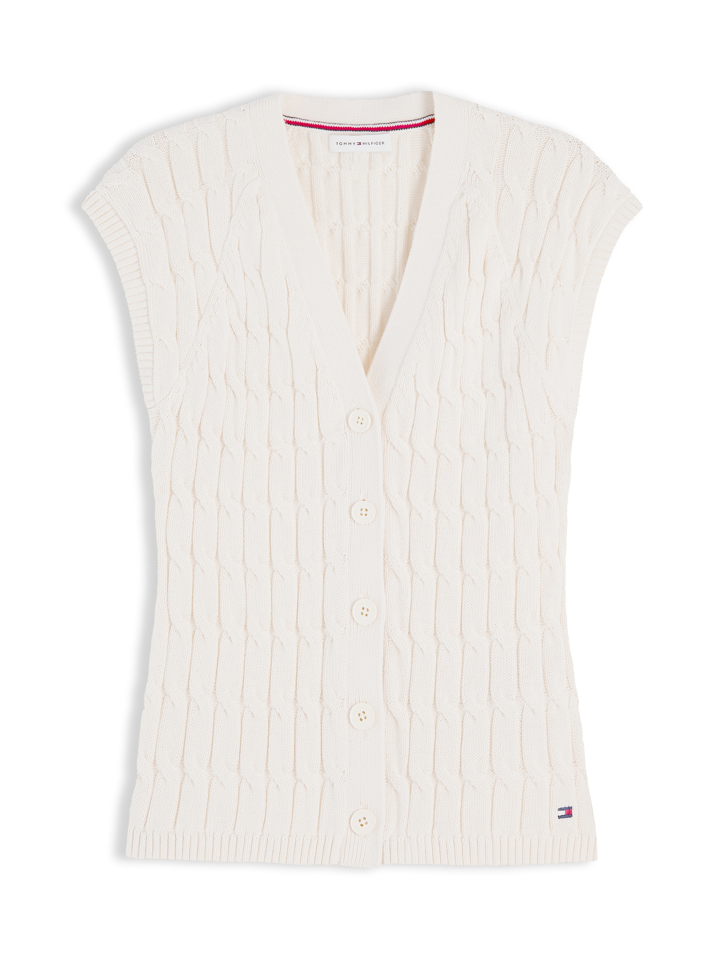Tommy Hilfiger Strickweste »MID GG CABLE VEST CARDI« Baumwolle, mit Zopfstrickmuster