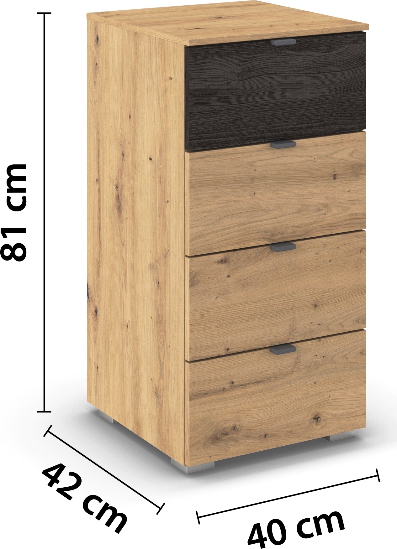 rauch Schubkastenkommode »Sideboard Kommode Schubladenkommode APOLLON« Breiten 40/80 cm, Höhe 81 cm,  mit 4 geräumigen Schubladen, oberer SK mit Absetzung MADE IN GERMANY