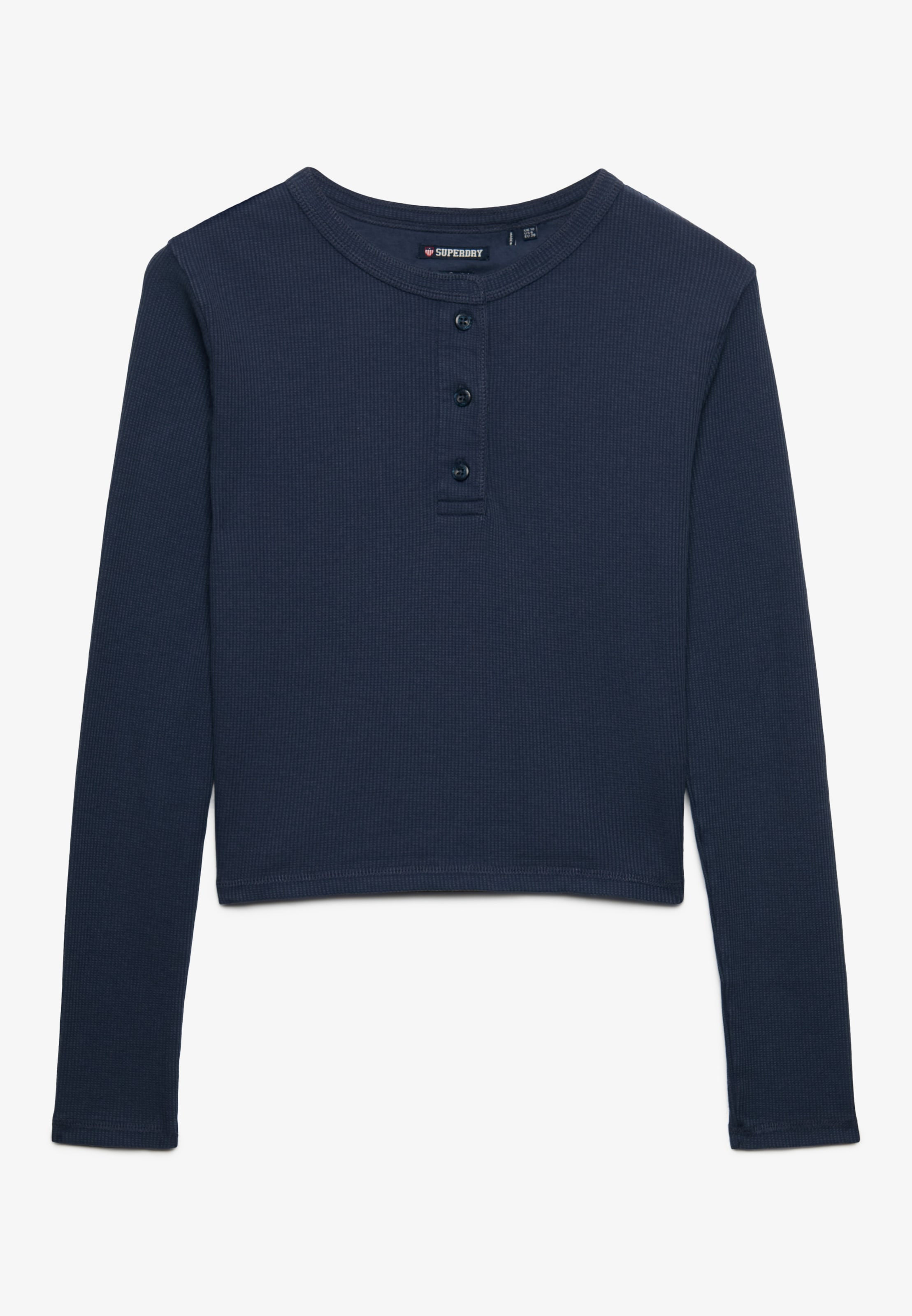 Superdry Langarmshirt »ATH ESS WAFFLE BUTTON LS TOP« Baumwollmischung, skinny fit