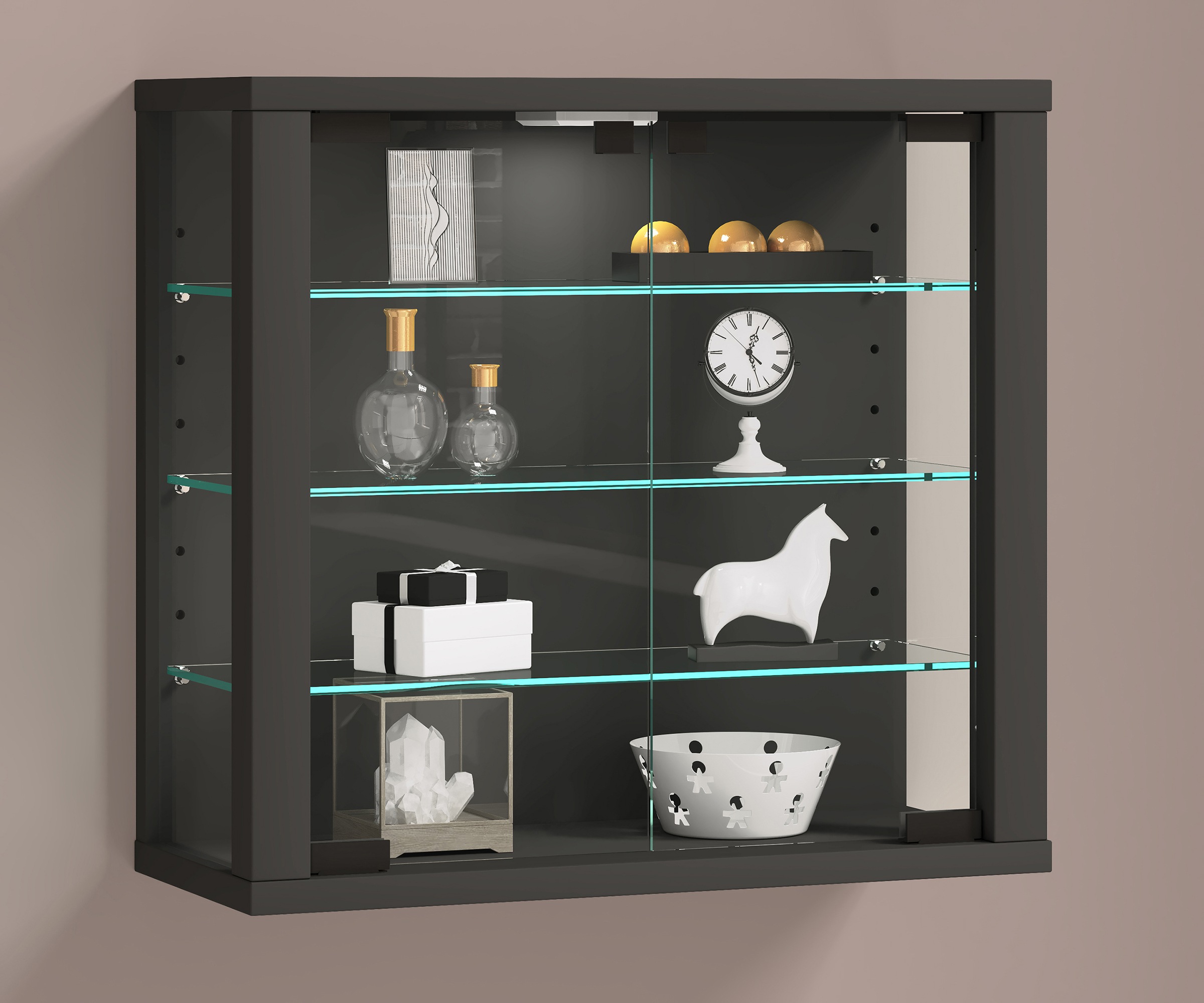 VCM Wandregal, Wandvitrine »Vitrosa S« mit ESG-Sicherheitsglas, Maße: H. 40 x B. 43 x T. 18 cm
