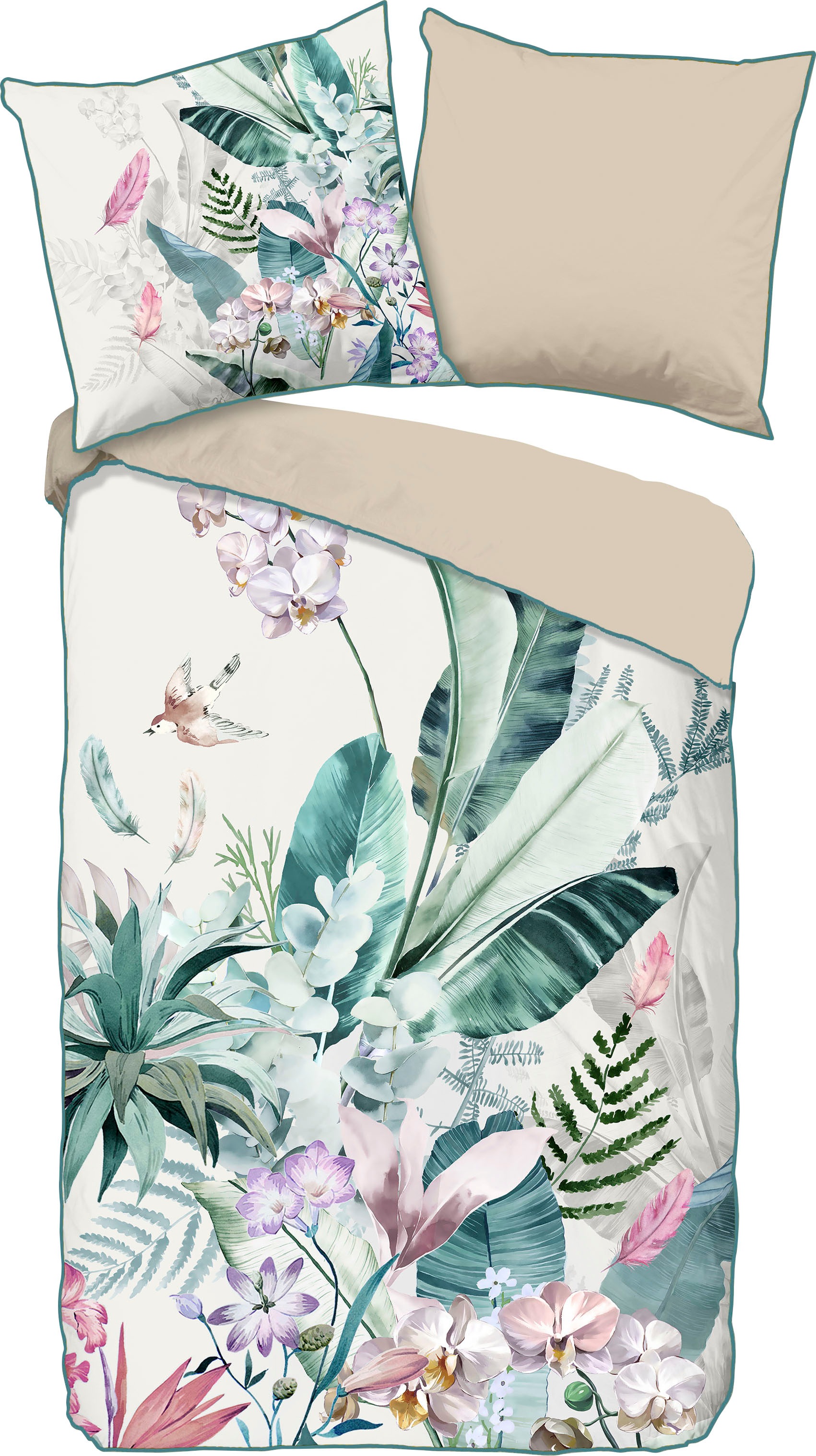 Descanso Wendebettwäsche "Verdi" 2 Stk. Baumwolle, Satin, 135x200, Biese, R günstig online kaufen