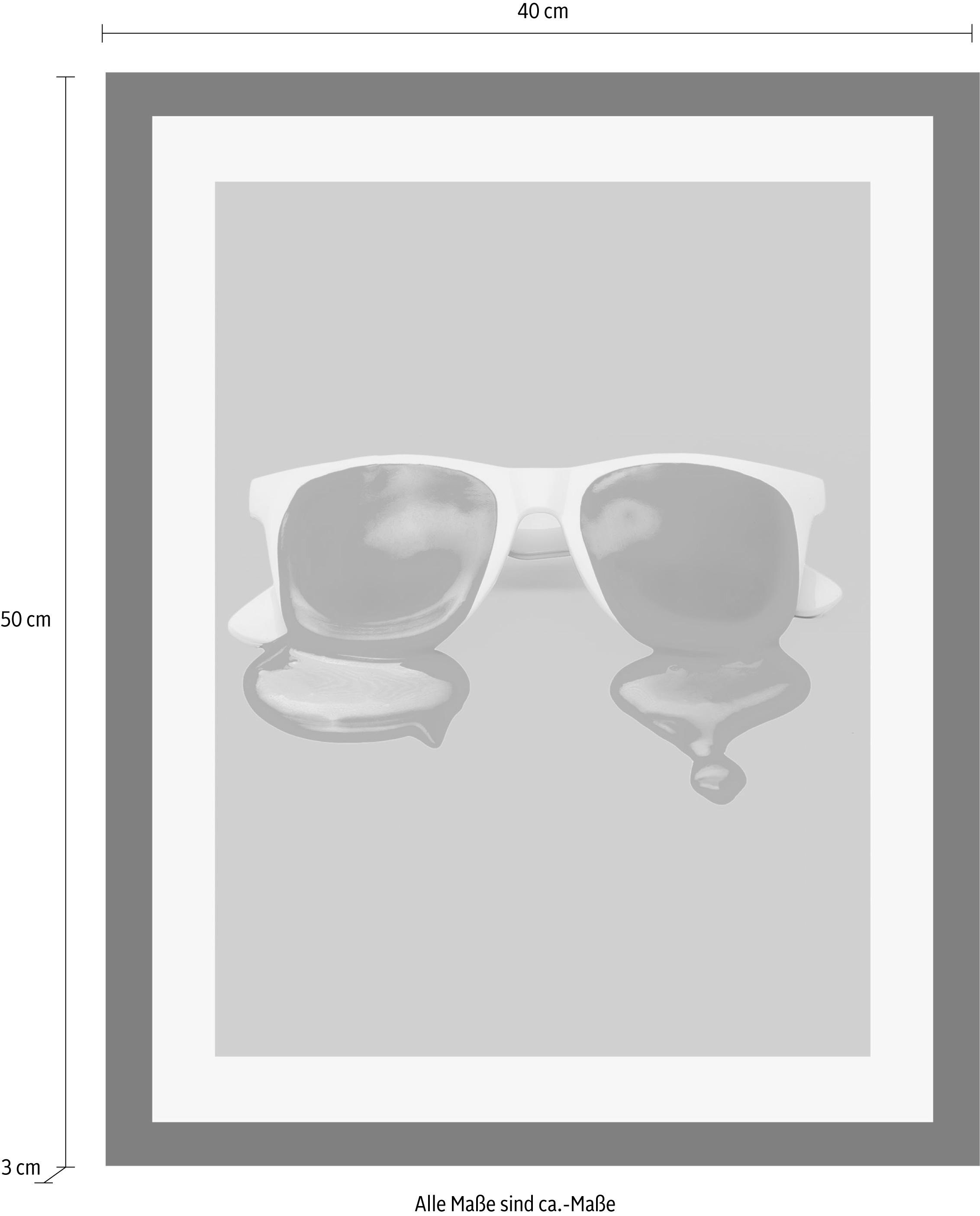queence Bild »Brille«, Humor-Kunst, HD Premium Poster-Druck inkl. Holzrahmen