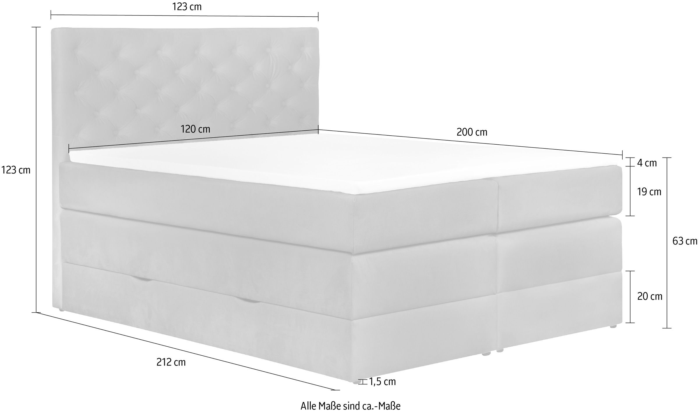 Leonique Boxspringbett »Jahvis«, incl. Topper und Bettkasten, in 4 Breiten, 3 Härtegraden