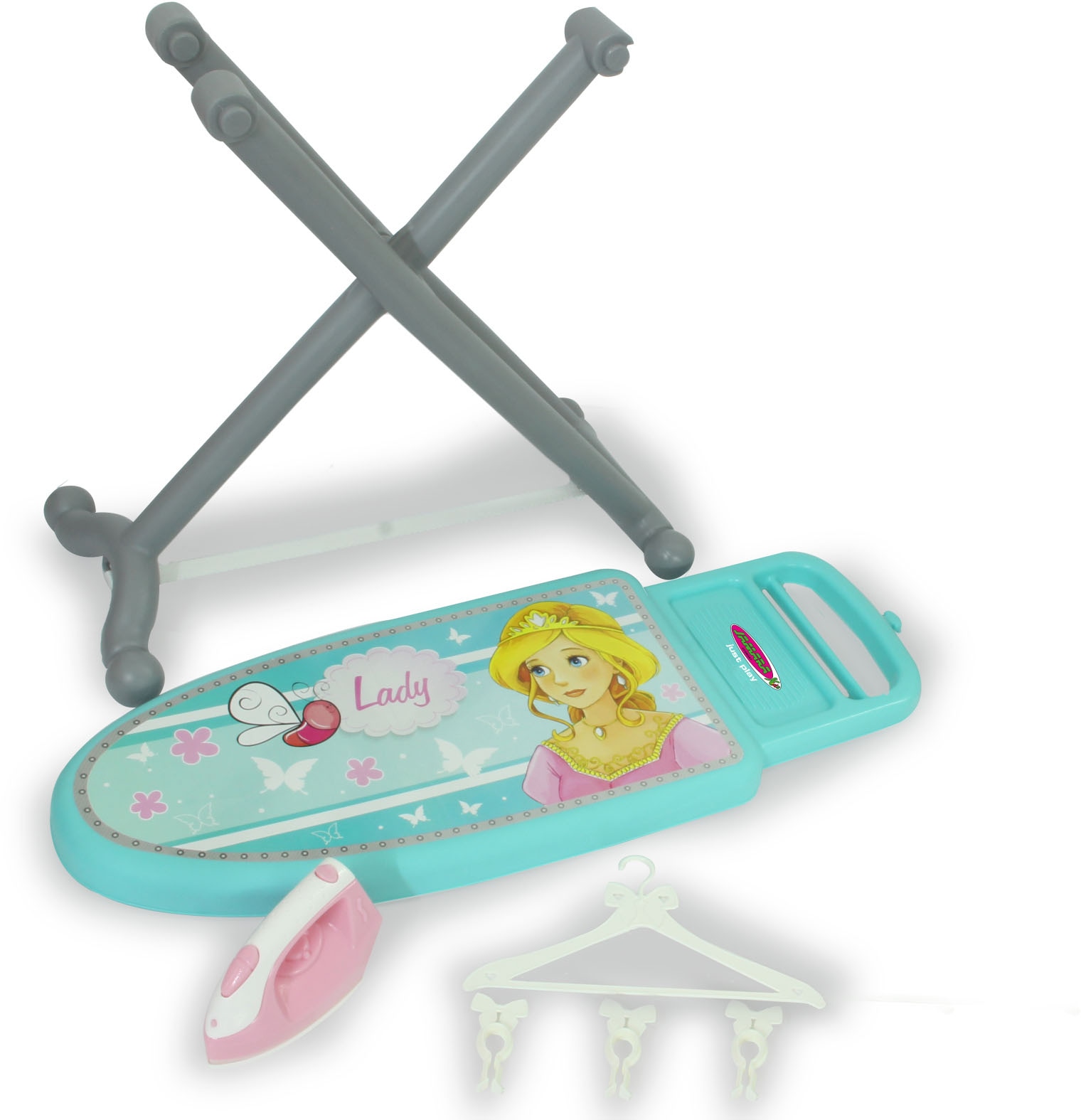 Jamara Kinder-Bügelbrett »Little Laundry Princess, türkis«, (Set, 6 tlg.), inklusive Spielzeugbügeleisen