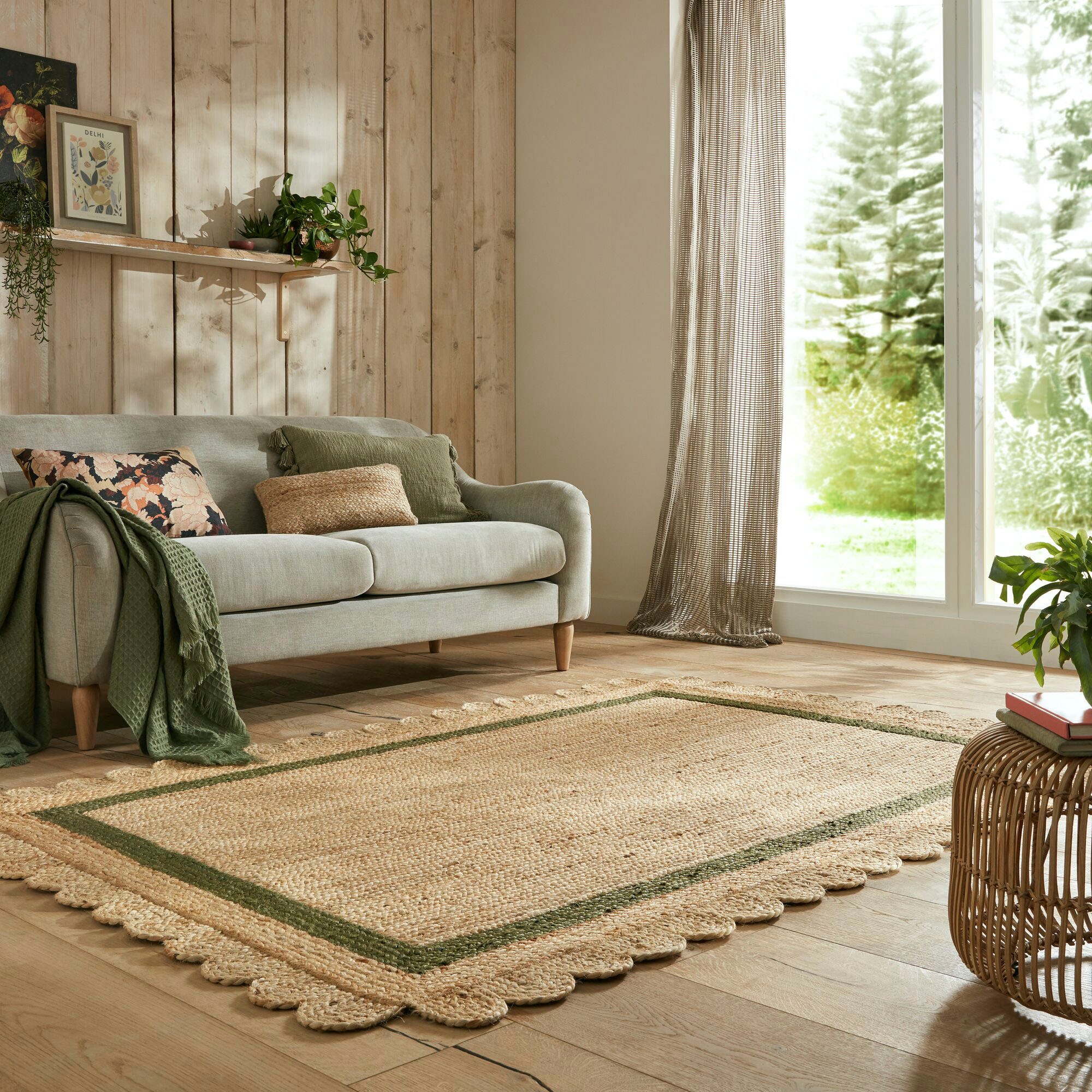 FLAIR RUGS Teppich "Grace aus Jute mit Muschelrandsaum" rechteckig 7 mm Höh günstig online kaufen