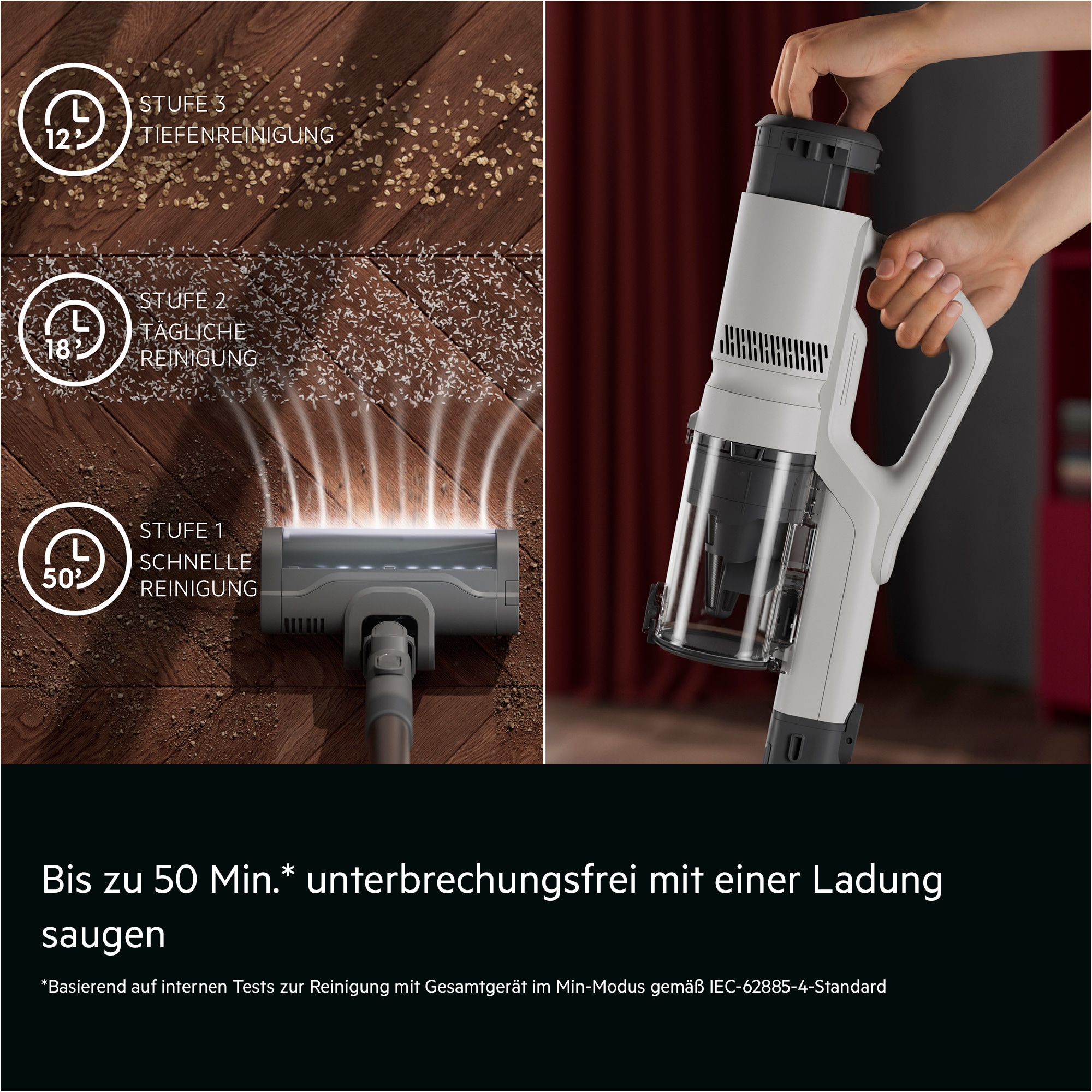AEG Akku-Stielstaubsauger »AP51UH18ST« Extra stark, leicht & kabellos – keine Haarverwicklung, bis 50 Min.