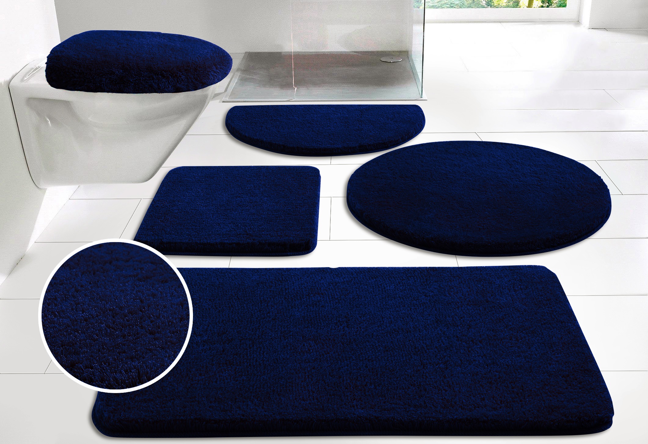 OTTO home Badematte "Merida, Badvorleger, Badezimmer Teppich" Höhe 32 mm rutschhemmend beschichtet fußbodenheizungsgeeignet schnell trocknend strapazierfähig Badteppich, Uni Farben, rechteckig, rund & als 2-tlg. Set erhältlich