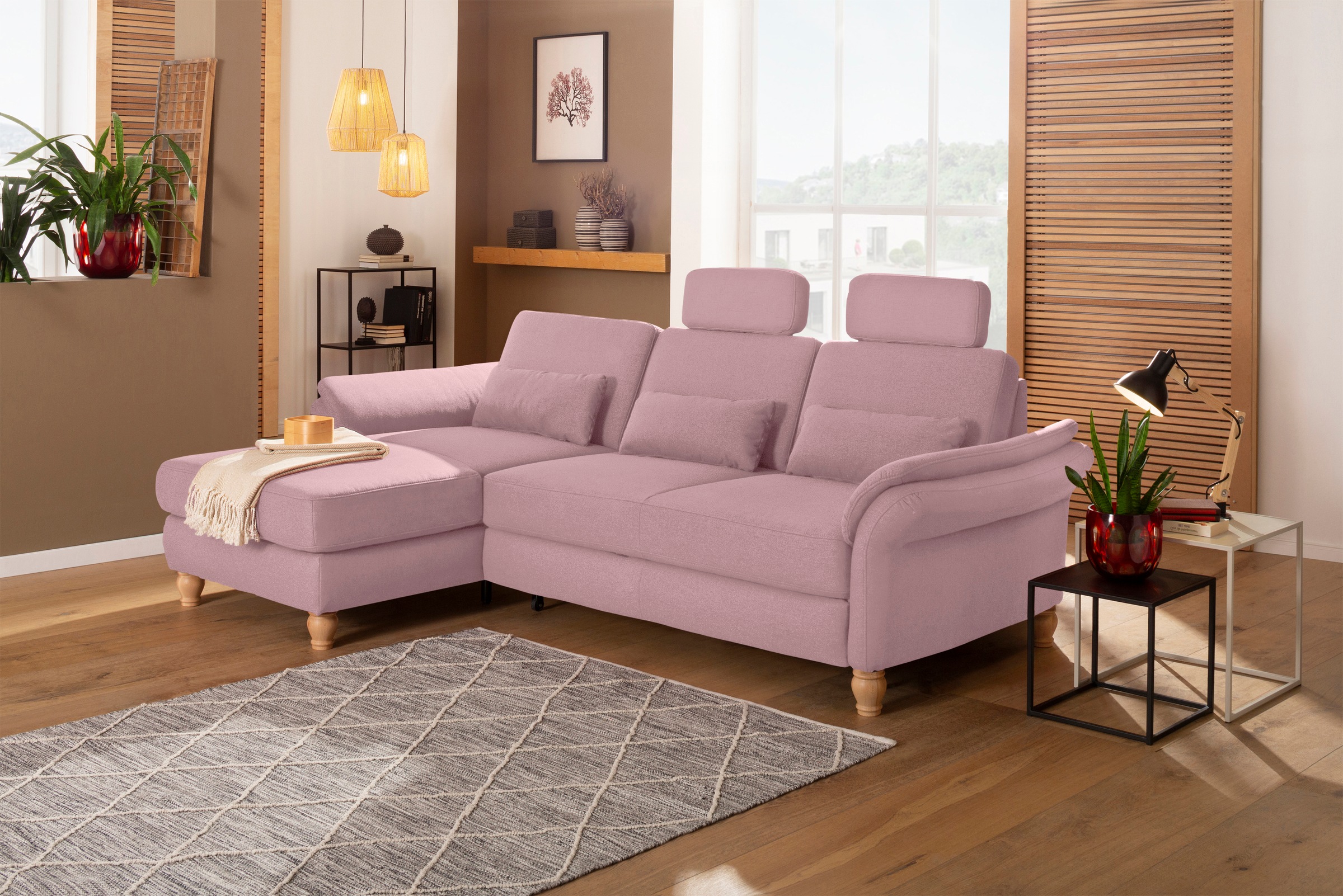 Home affaire Ecksofa »Palace L-Form«, incl. Sitztiefenverstellung, wahlweise mit Bettfunktion und Stauraum