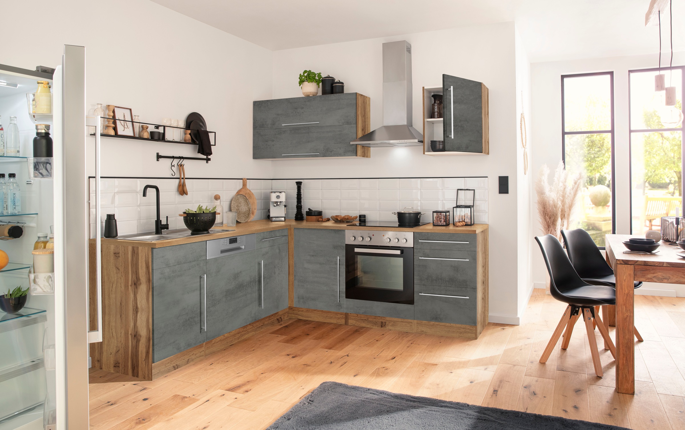 Thumbnail - KOCHSTATION Winkelküche "KS-Samos" Stellbreite 220x220 cm, wahlweise mit E-Geräten, mit Arbeitsplatte