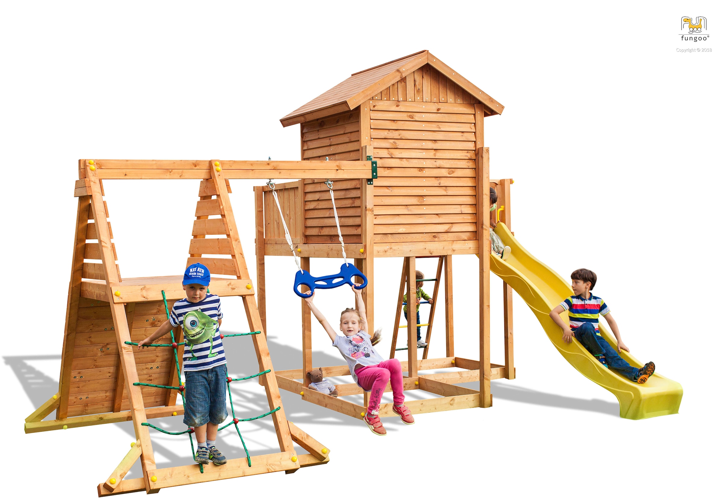 FUNGOO Spielturm »My SIDE Spider+«, mit Schaukel & Rutsche, Klettererweiterung