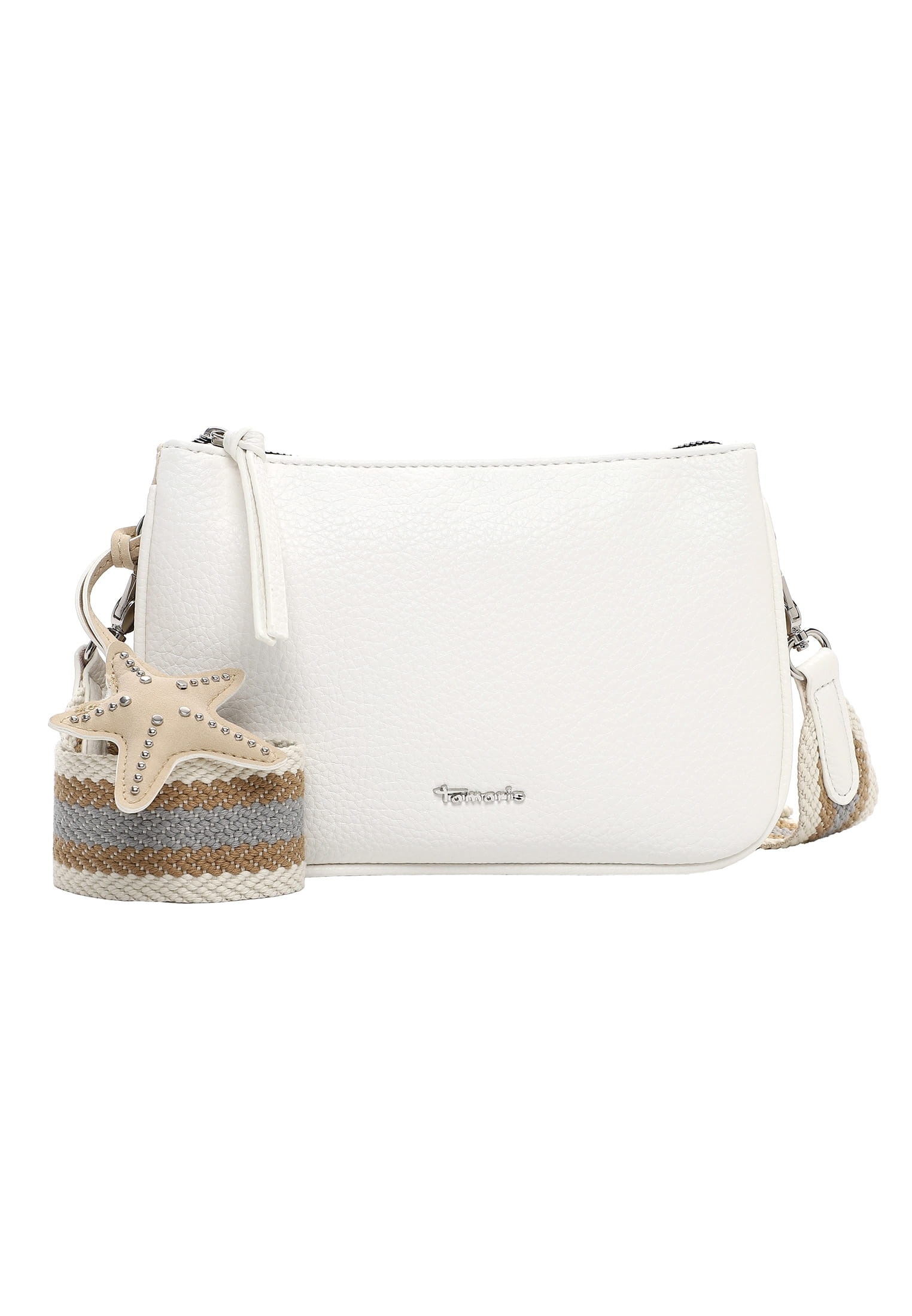 Umhängetasche TAMARIS "Umhängetasche TAS Kea", Damen, Gr. B/H/T: 24cm x 16cm x 5cm 0, weiß (weiß 300), Polyurethan, Taschen Umhängetasche