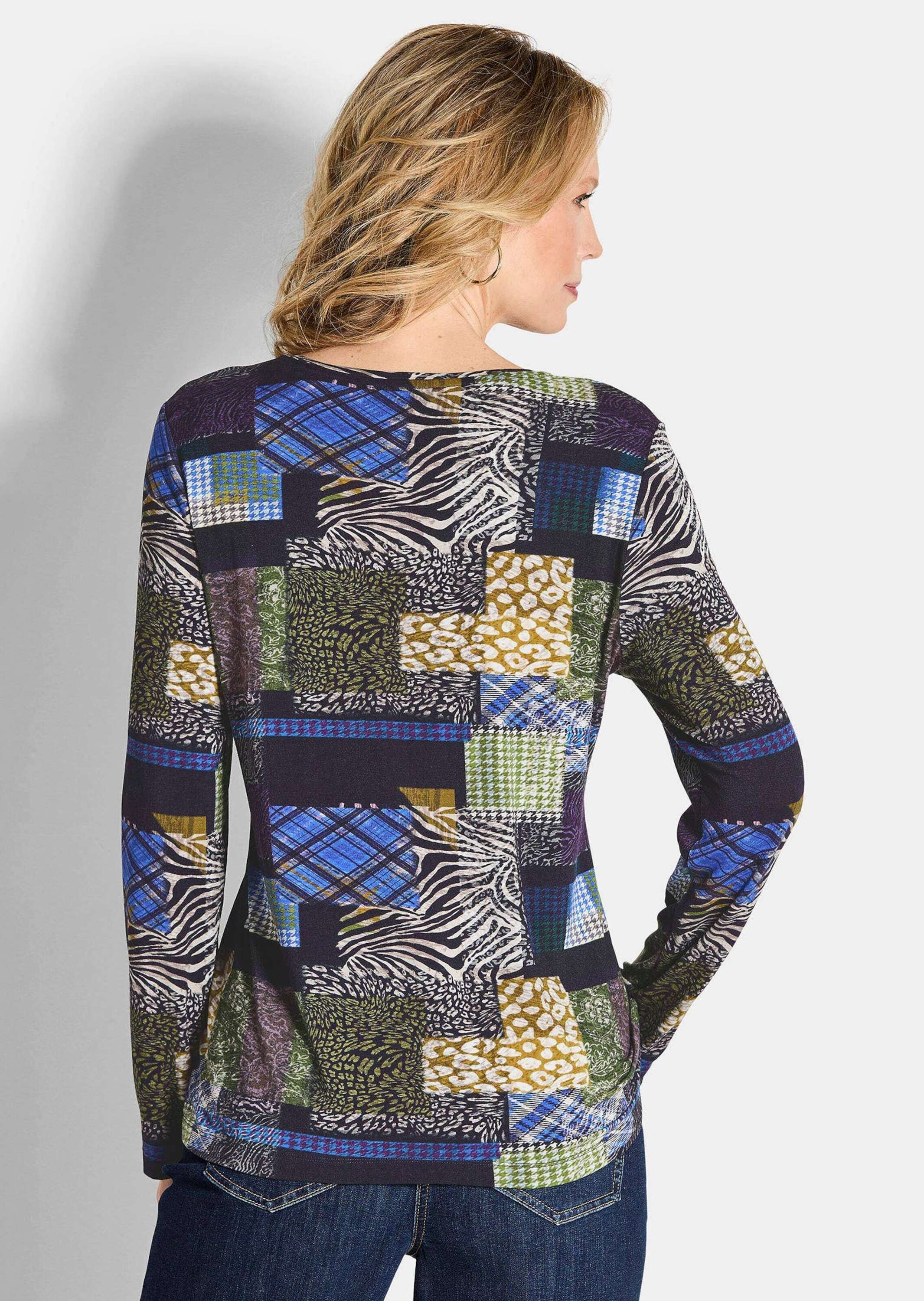 GOLDNER Langarmshirt »Kurzgröße Jersey-Shirt im Patch-Print«