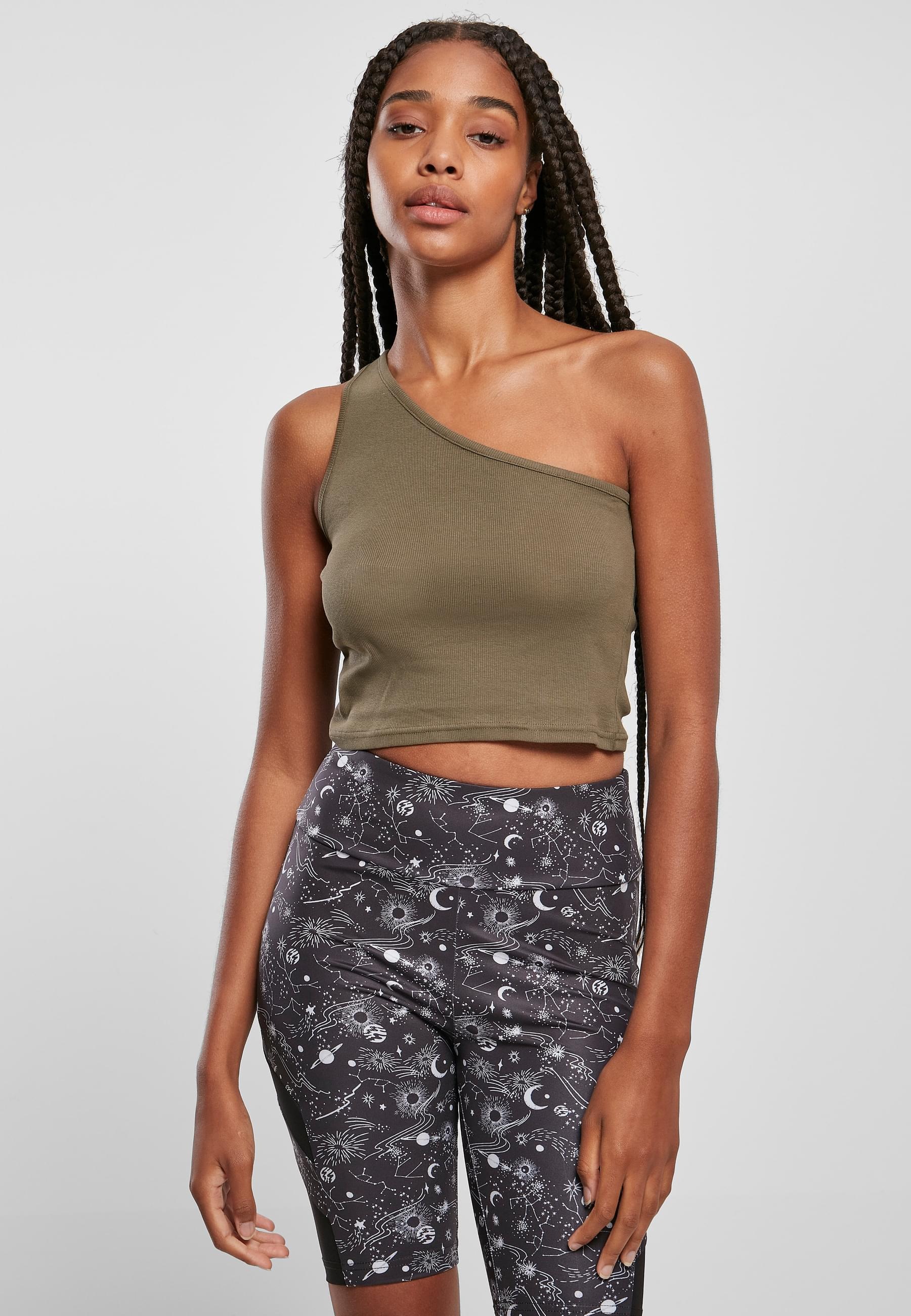 URBAN CLASSICS Muskelshirt »Urban Classics Damen Ladies Cropped Asymmetric Top«, (1 tlg.)