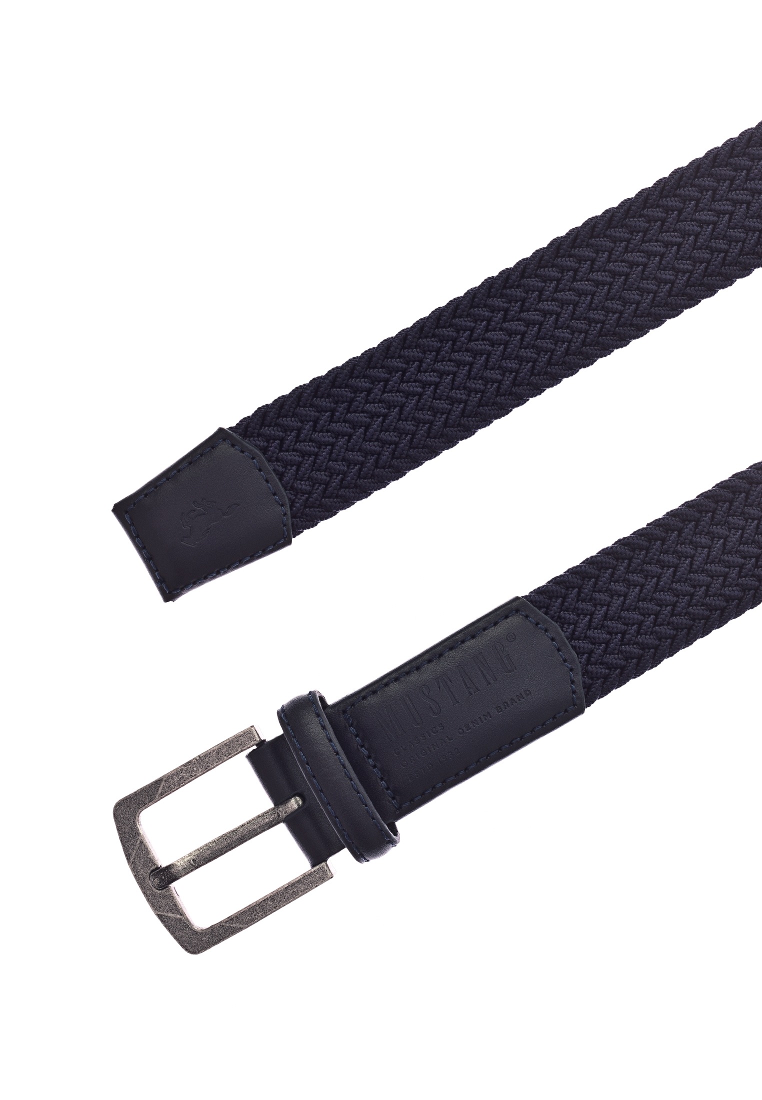 Thumbnail - MUSTANG Stretchgürtel Elastisch in Flechtoptik, mit markanten Lederdetails, 3,5 cm