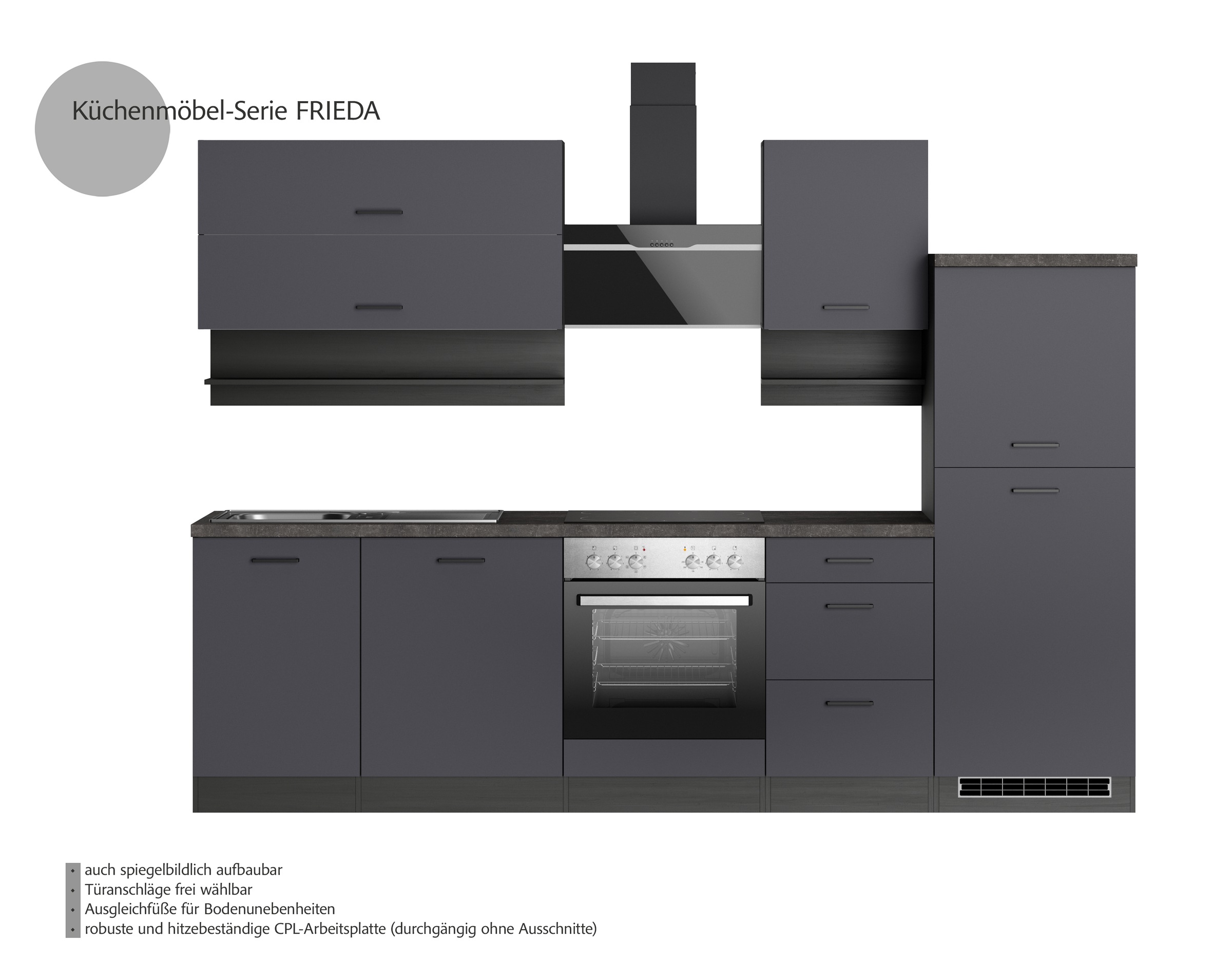 Thumbnail - KOCHSTATION Küchenzeile "KS-Frieda Breite 280 cm" wahlweise mit E-Geräten, mit 38mm starker Arbeitsplatte