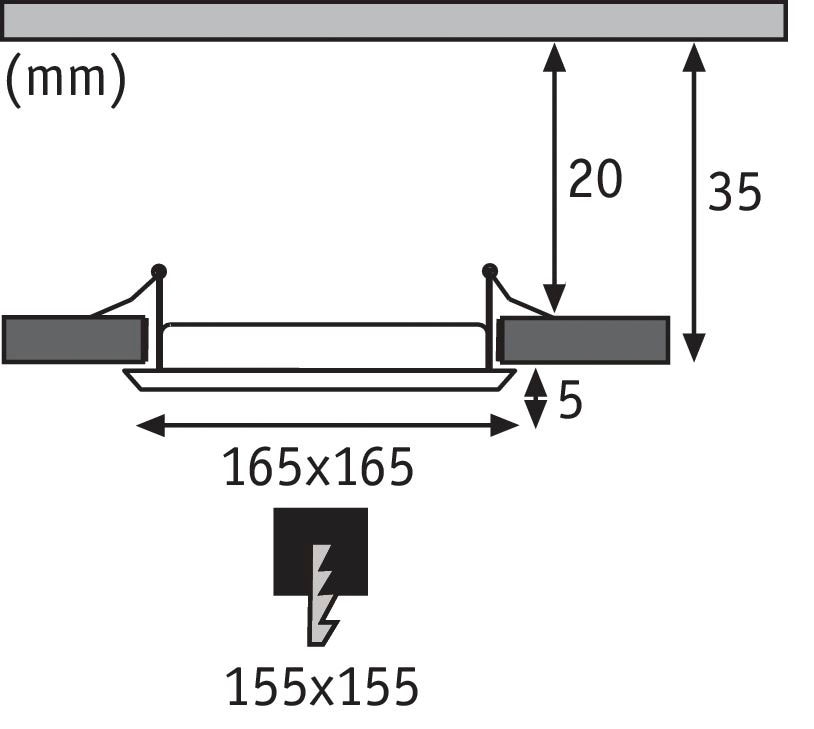 Paulmann LED Panel »LED Einbaupanel eckig 165x165mm 12W 4.000K Chrom matt«, 1 flammig-flammig, LED Einbaupanel eckig 165x165mm 12W 4.000K Chrom matt