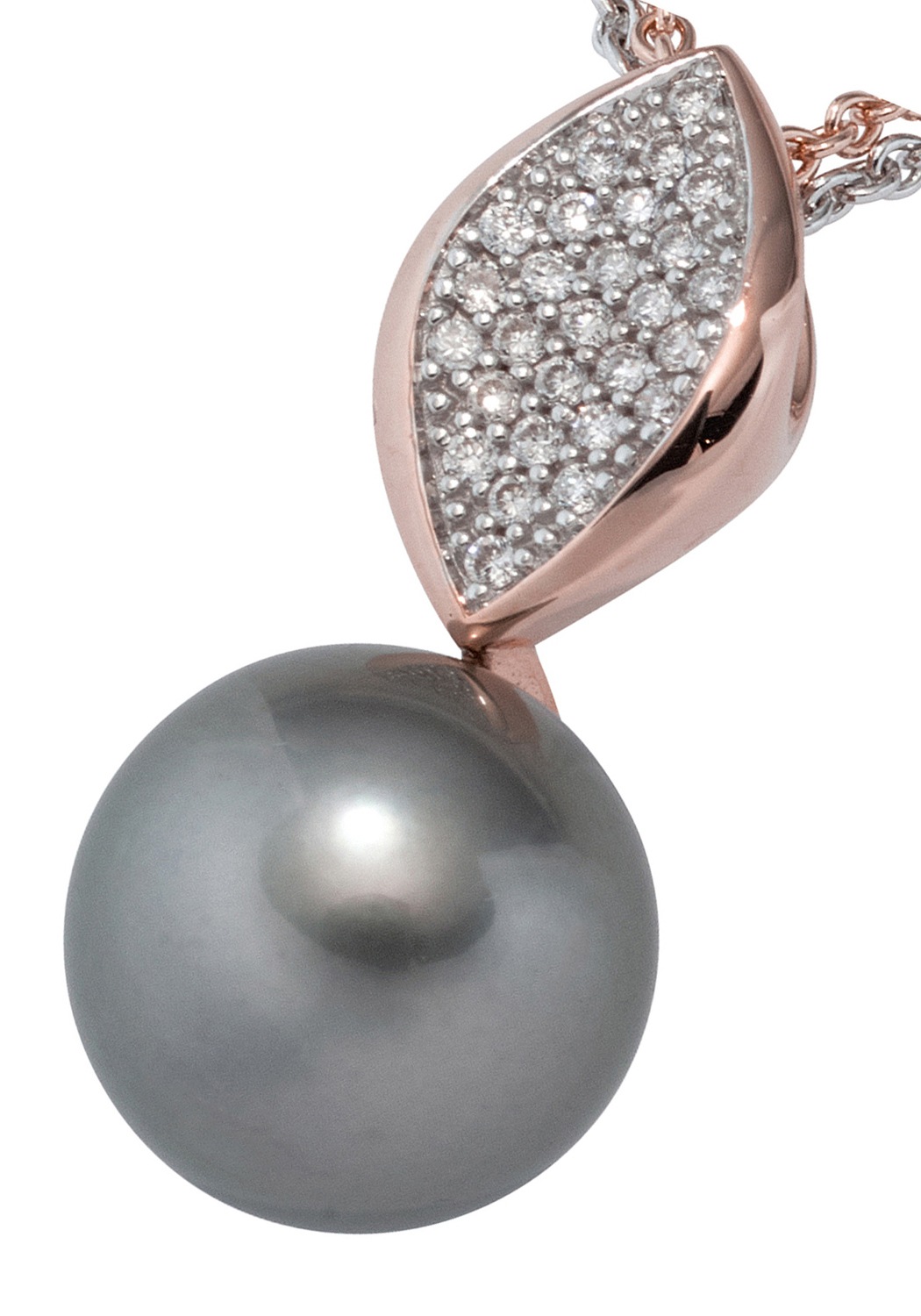 JOBO Perlenanhänger »Anhänger mit Perle«, 585 Roségold 27 Diamanten und Tahiti-Zuchtperle