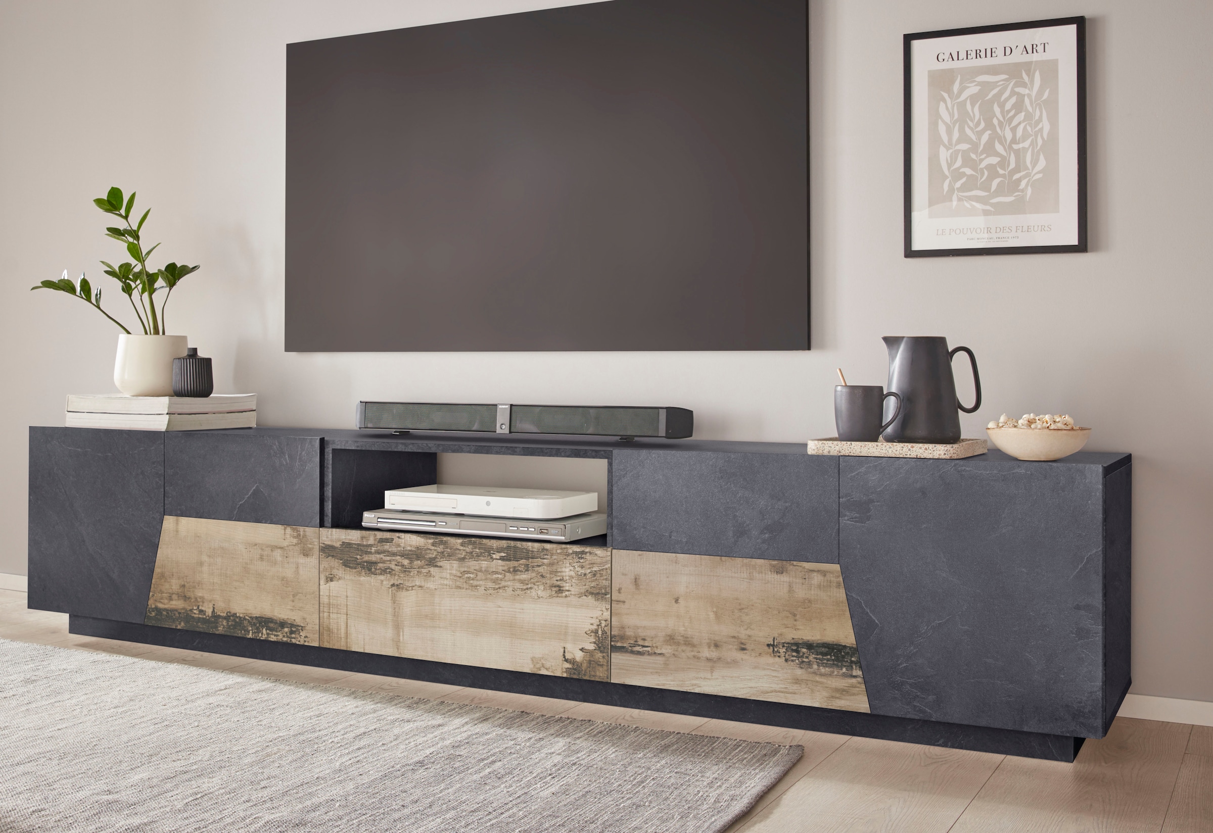 Home affaire Lowboard "ALIEN- TV-Board, mit 4 Türen, 1 Schublade und 1 offe günstig online kaufen