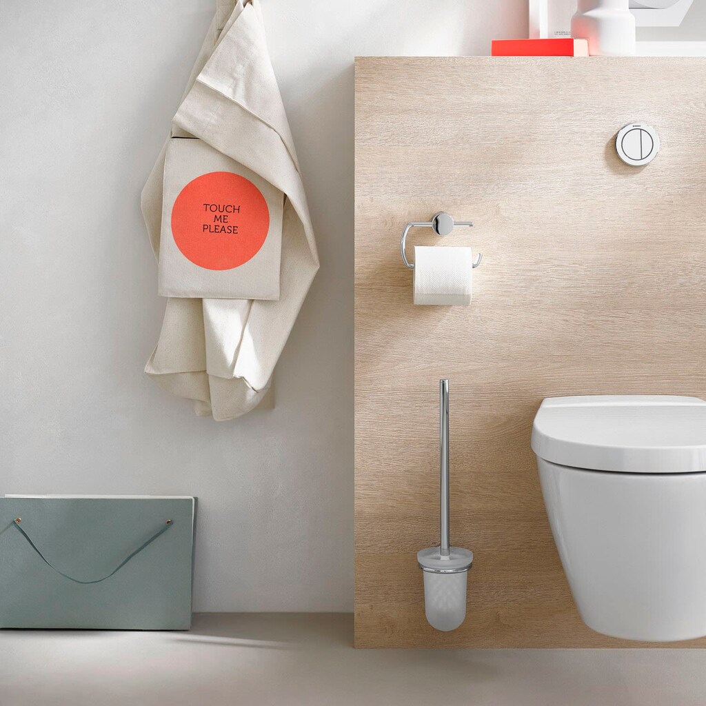 Technik & Freizeit Bad & Sanitär Emco WC-Garnitur »Rondo2«, Set, 3 St., aus Glas-Metall, satiniertes Glas weiß-chromfarben