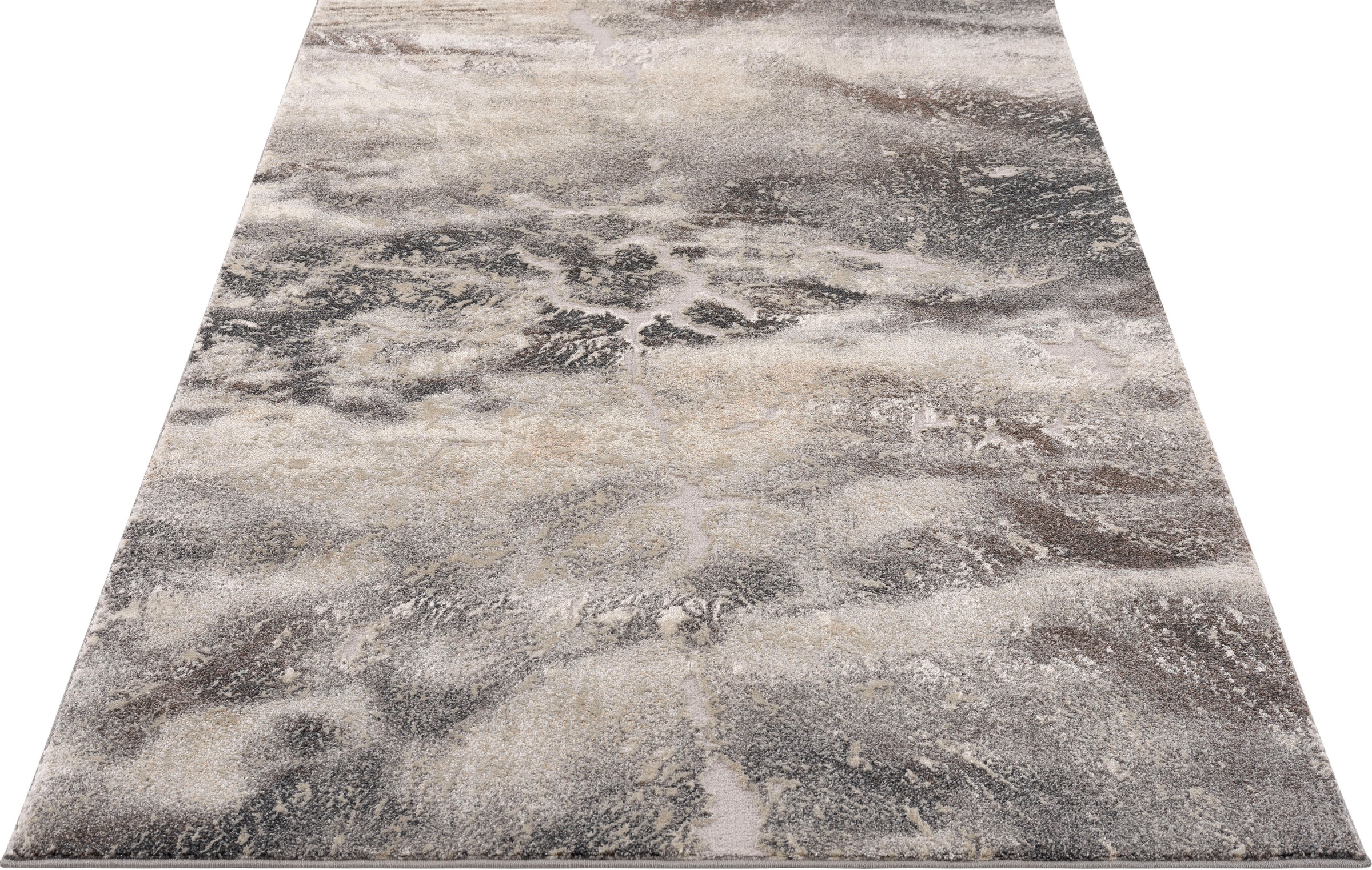 my home Teppich "Marmor", rechteckig, Teppich in moderner Marmor Optik, Hoch Tief Effekt, flach, einfarbig
