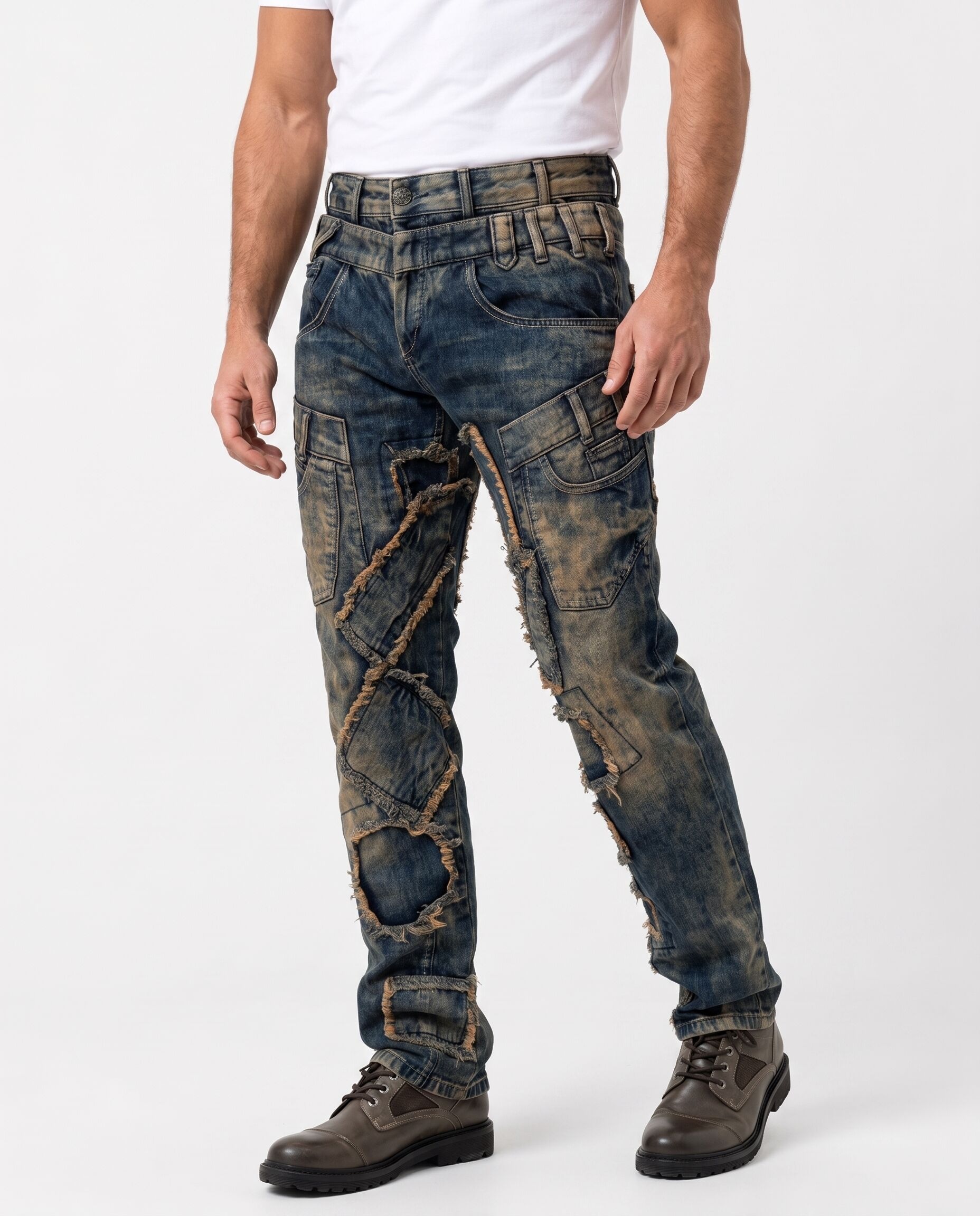Cipo & Baxx Destroyed-Jeans »CD912« im Patchwork-Design