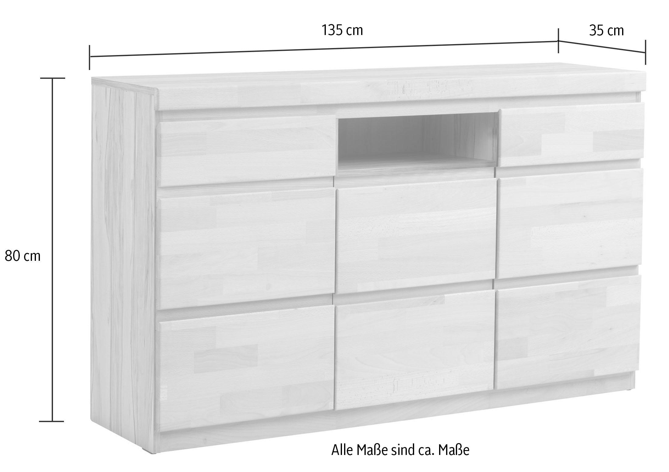 Home affaire Sideboard »OSLO«, Breite ca. 135 cm, Teilmassiv