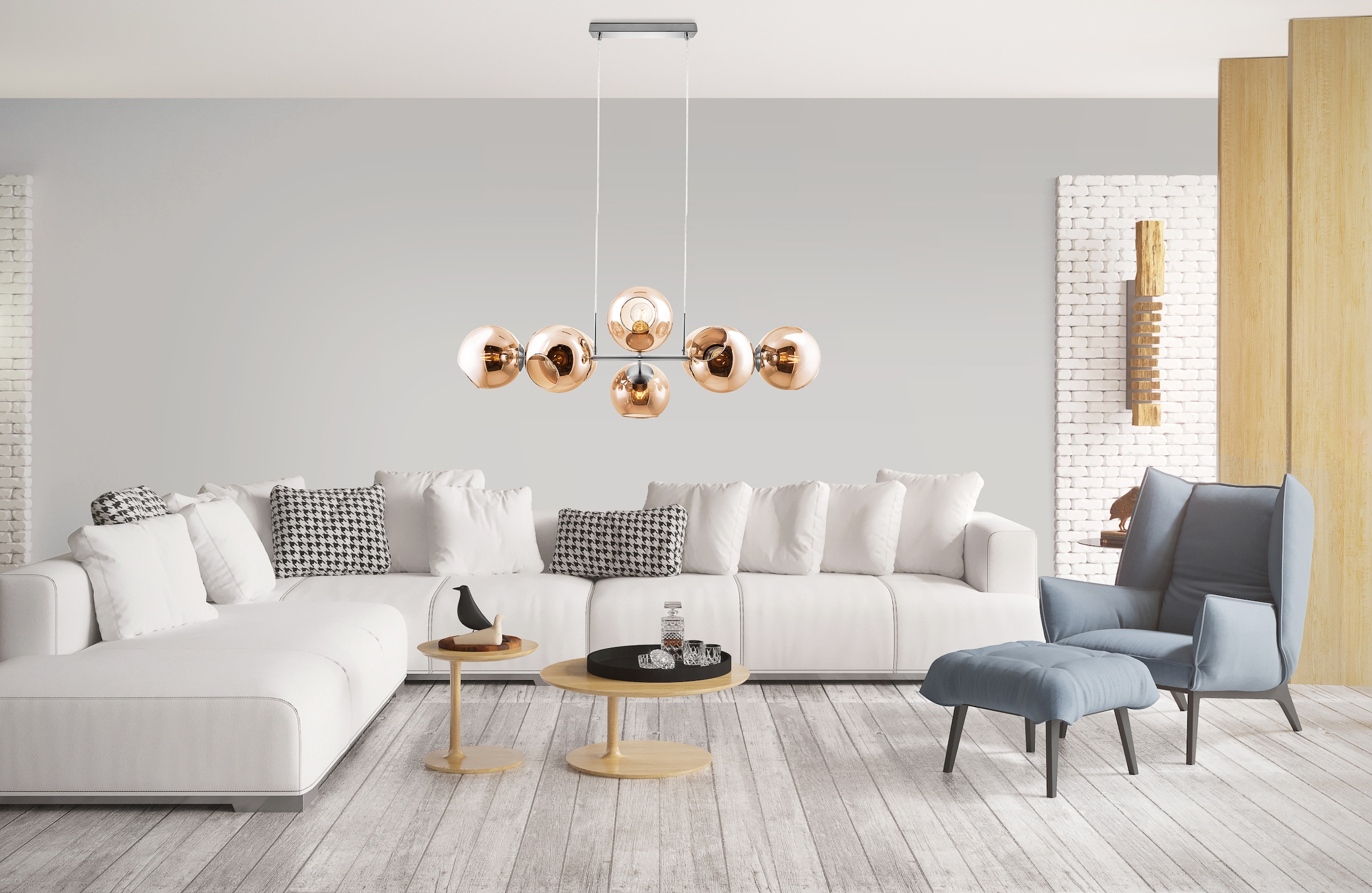 NOWA Hängeleuchte »PILAR« E27 1 Stk. Hängeleuchte Metall Nickel matt, Glas amber, höhenverstellbar, E27 40W