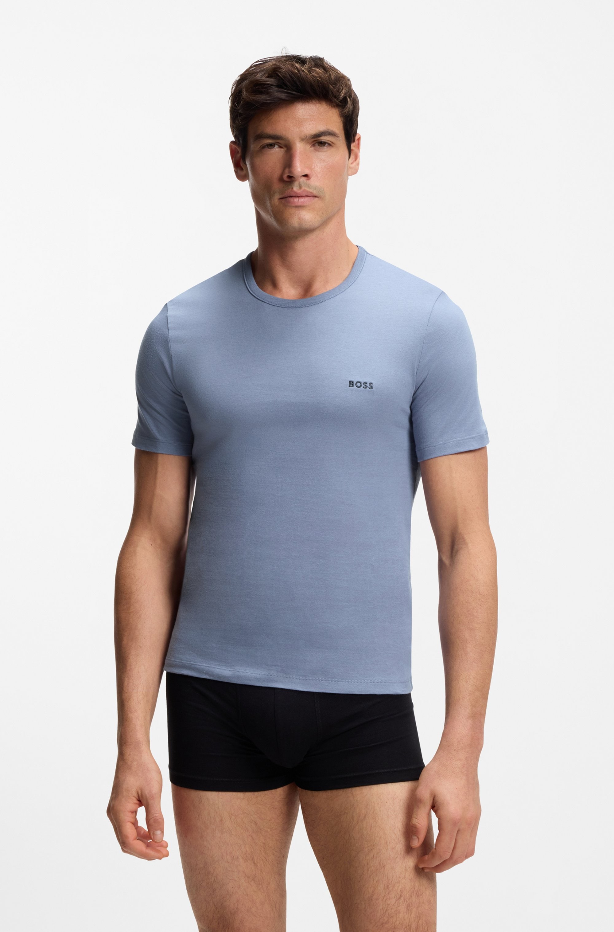 BOSS T-Shirt »TShirtRN 3P Classic« Packung, 3 Stk. mit BOSS Stickerei