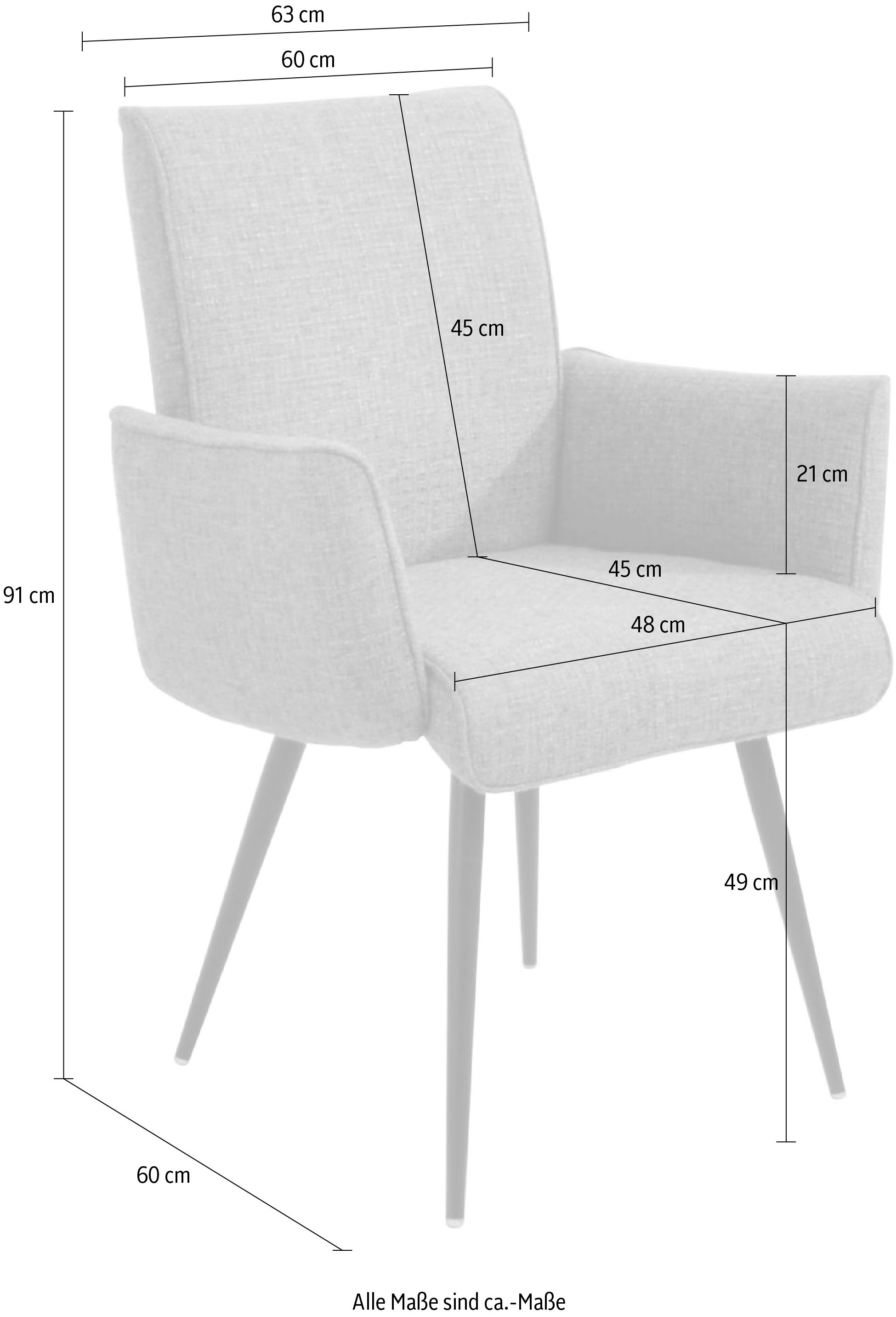 K+W Komfort & Wohnen Essgruppe »Giacomo I«, (6 tlg., Polsterbank, 2 Stühle und 2 Armlehnenstühle), 2 Stühle und Bank, 2 Armlehnenstühle Stoff 775, Tisch 160 oder 180 cm