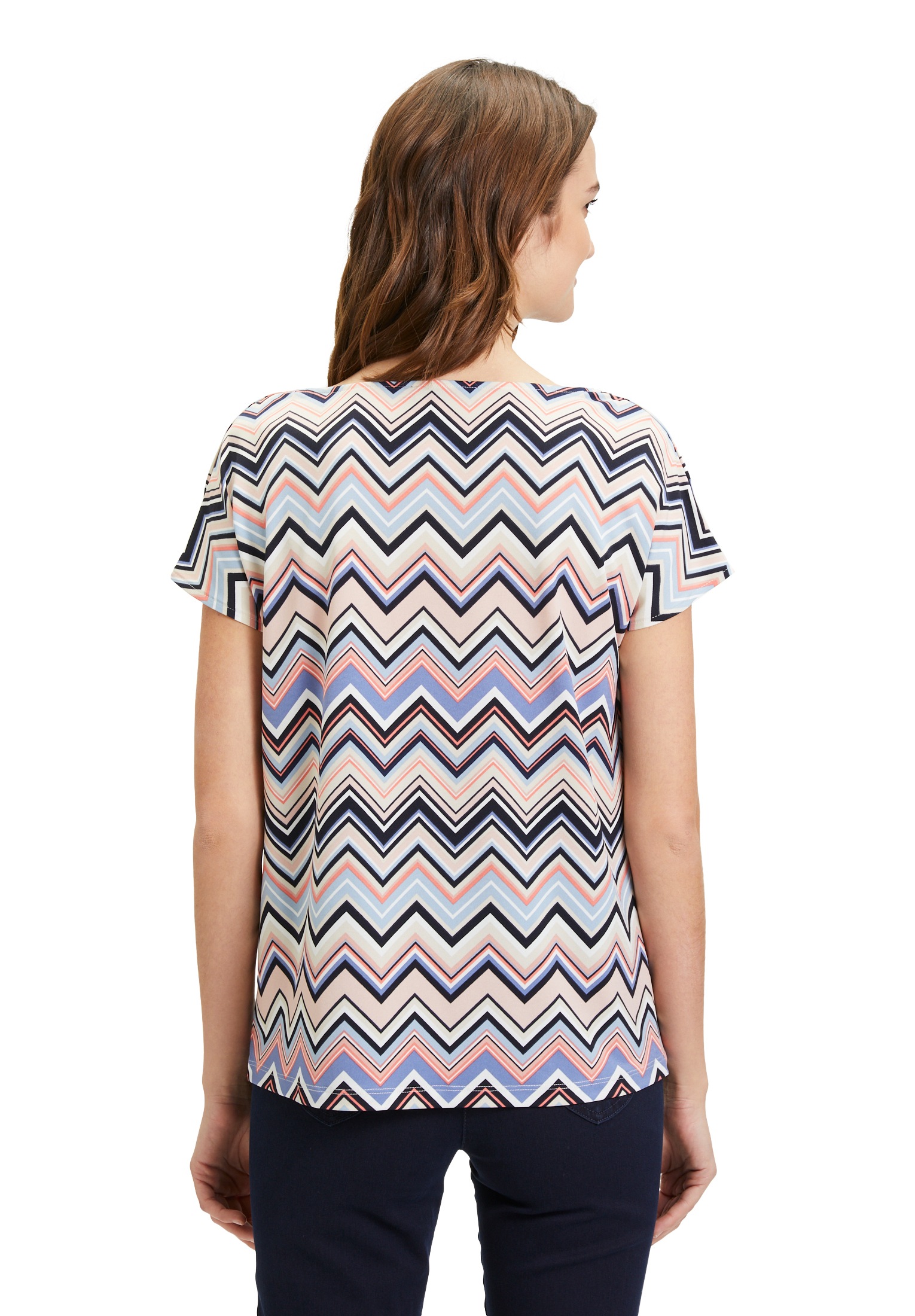 Betty Barclay Kurzarmshirt »Betty Barclay Printshirt mit Wasserfallausschnitt«, (1 tlg.), Material