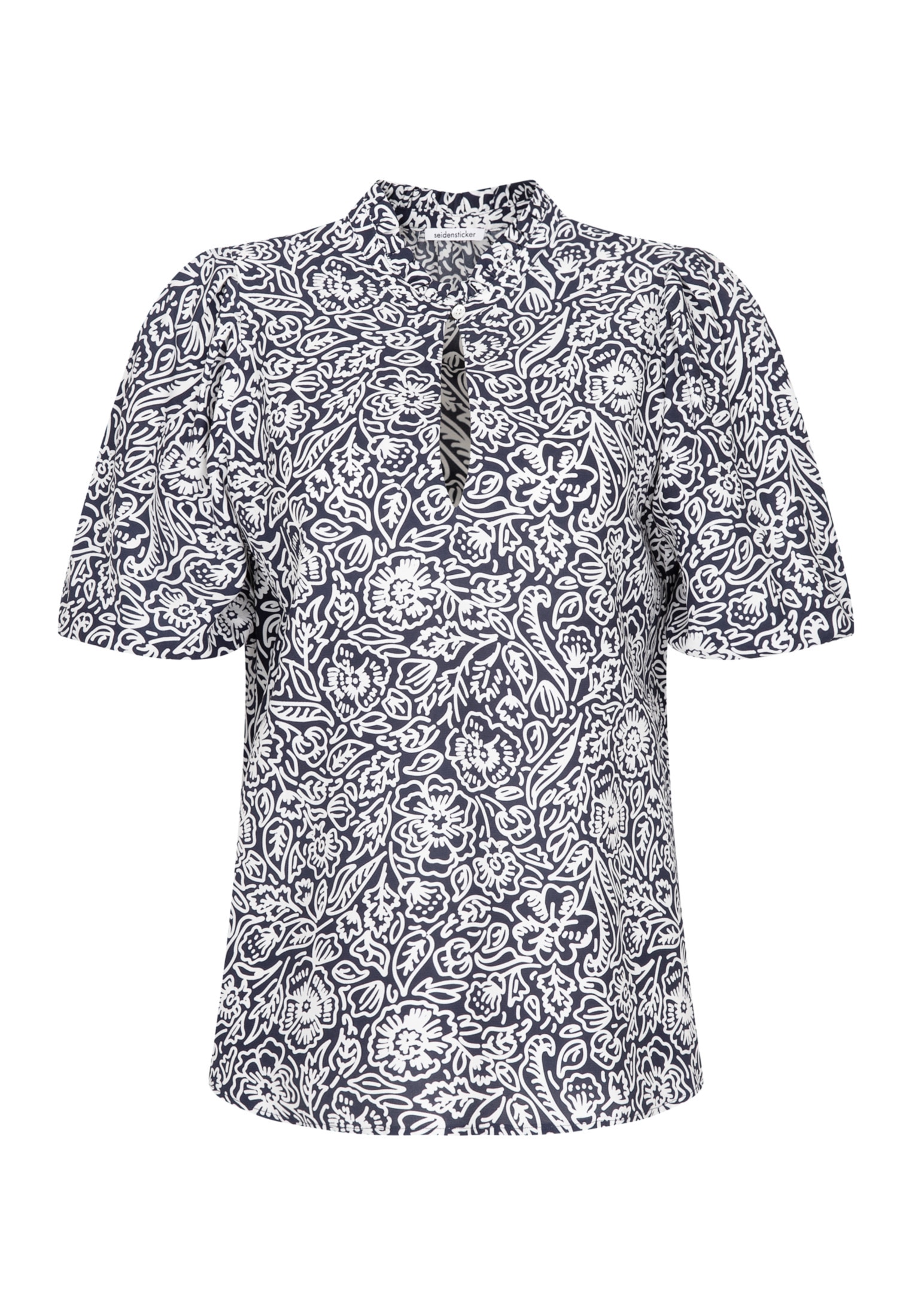 seidensticker Shirtbluse »Schwarze Rose«, Kurzarm Rundhals Floral