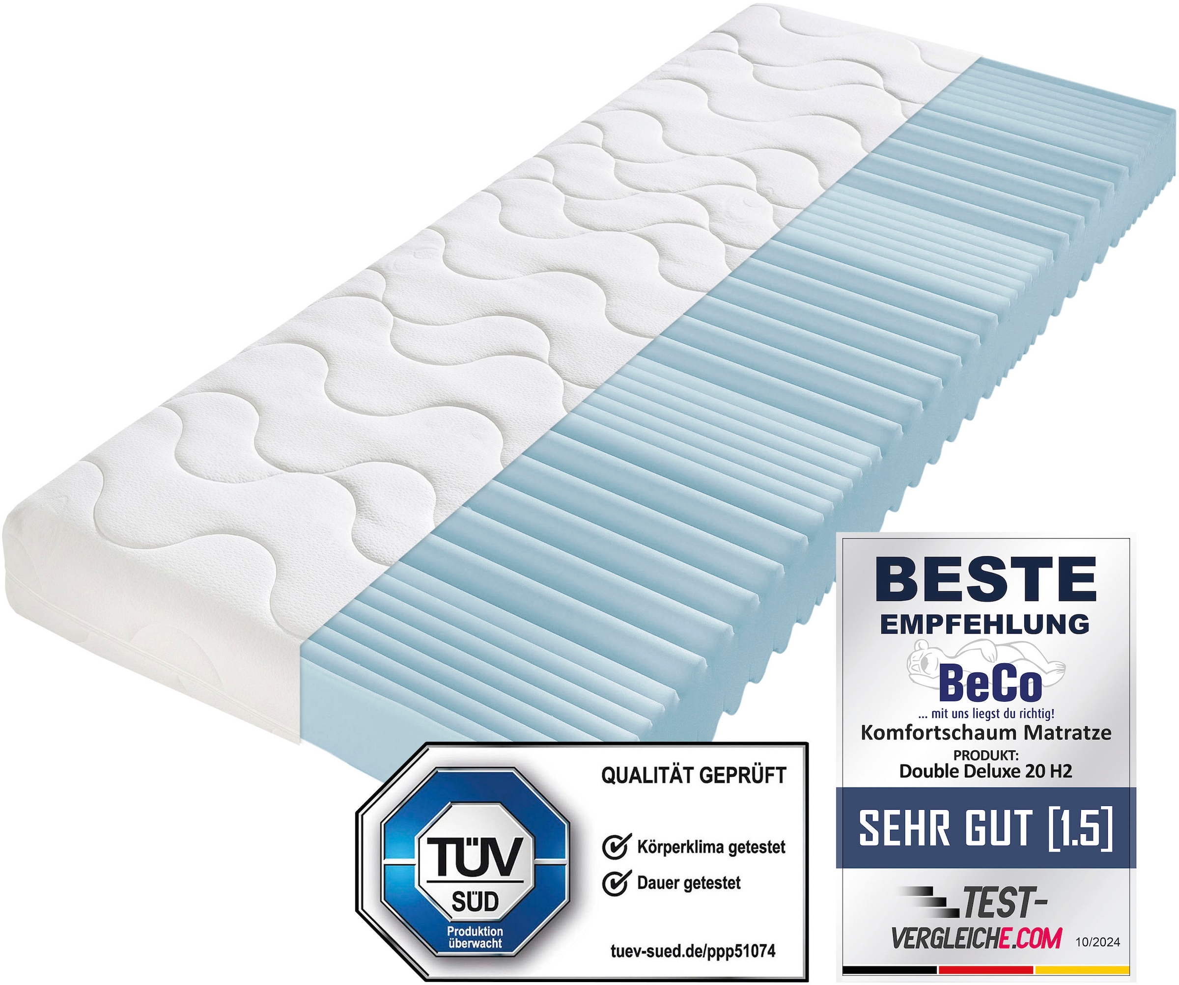 Beco Komfortschaummatratze "Double Deluxe Matratze 20, Matratze in 90x200 c günstig online kaufen