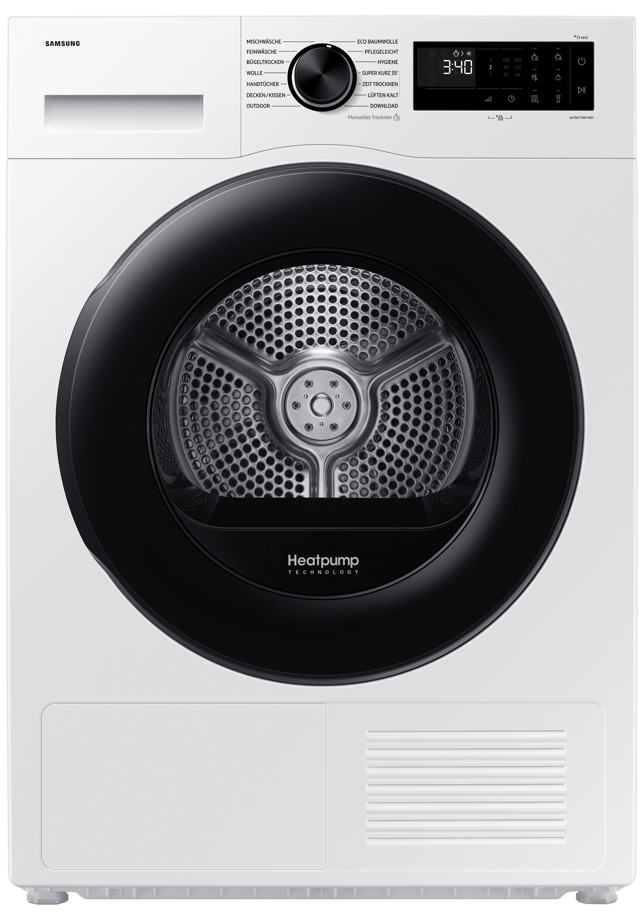 SAMSUNG Wärmepumpentrockner "DV9EDG52A0AEEG", B:60cm H:85cm T:60cm, weiß, Trockner, Optimal Dry ‐ Intelligent Trocknen mit Sensoren