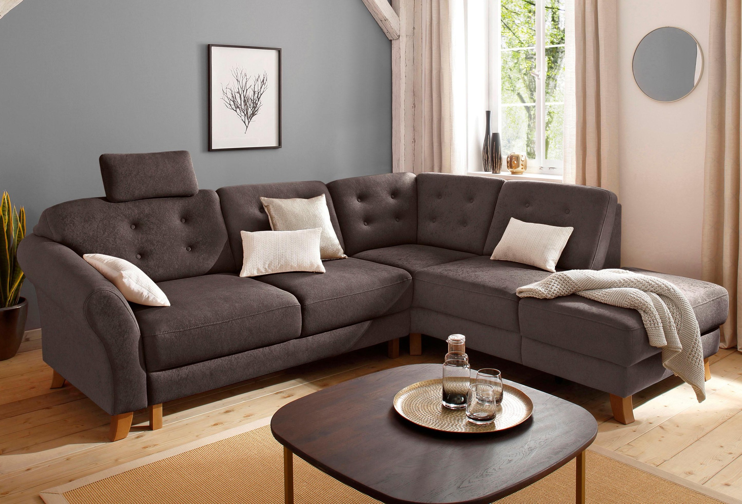 OTTO home Ecksofa "Trondheim L-Form, B: 260 cm, Federkern, Komfortsitz" mit Schlaffunktion, optional mit Stauraum, Eckcouch frei stellbar