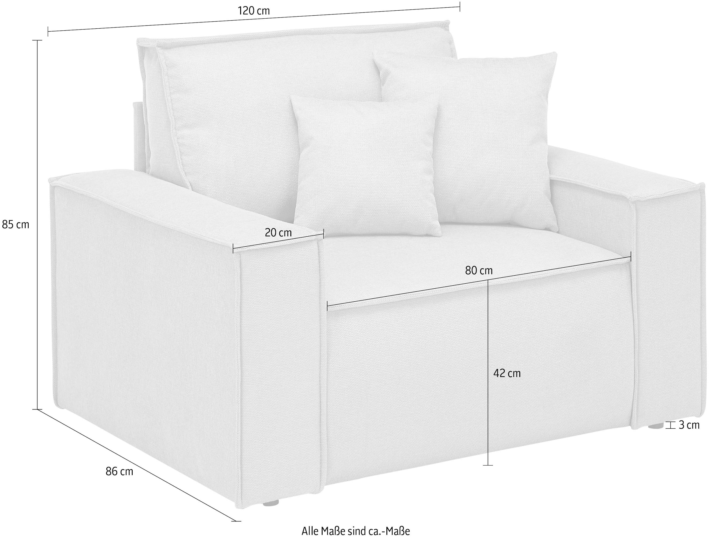 OTTO home Loveseat »FINNLEY, XXL-Sessel, Lesesessel, trendige Stoffe, inkl. Zierkissen« 1 Stk. tlg. verfügbar in den Stoffqualitäten Bouclé, Struktur fein und Mega Cord