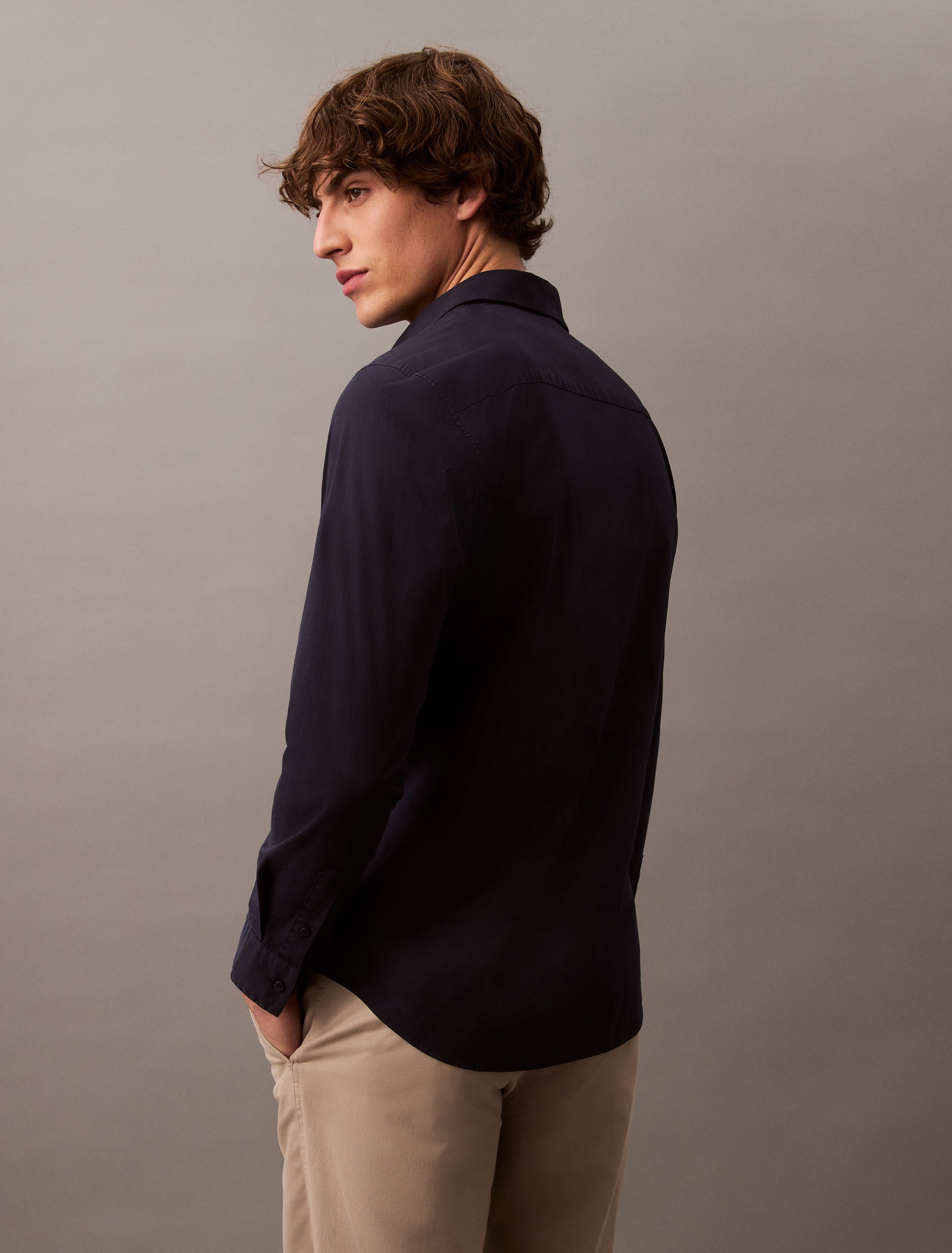 Thumbnail - Calvin Klein Langarmhemd "LONG SLEEVE SOLID STRETCH SLIM SHIRT", slim fit, in Unifarbe