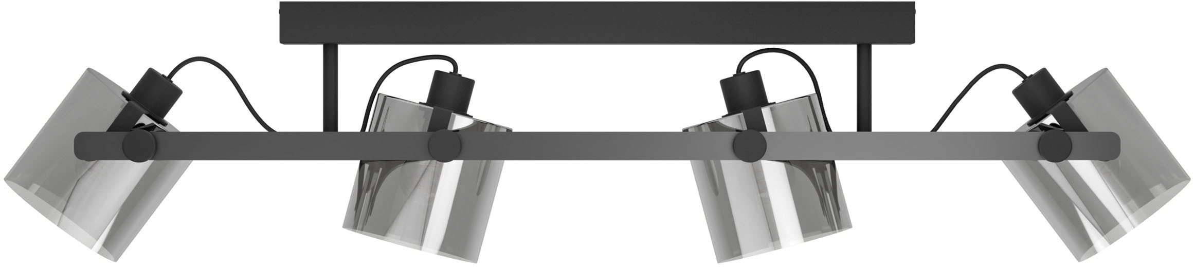 EGLO LED Deckenleuchte »HORNWOOD 2 Deckenlampe - Stahl, Holz - E27 - 4X40W - IP20« E27 1 Stk. Wohzimmerlampe, Esszimmerlampe, Flur, Schlafzimmer, L111xB22,5xH26,5cm