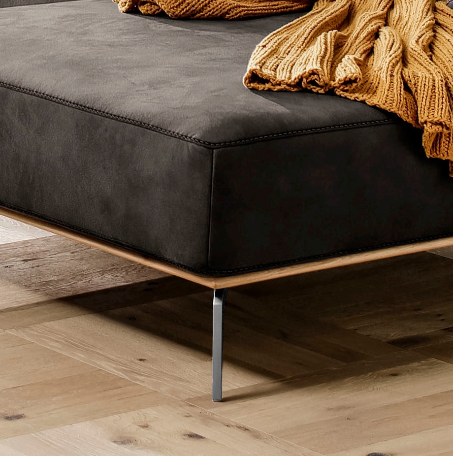 W.SCHILLIG Ecksofa »run, Designsofa mit tollem Sitzkomfort, bequem, L-Form« mit elegantem Holzsockel, Füße in Chrom glänzend, Breite 319 cm