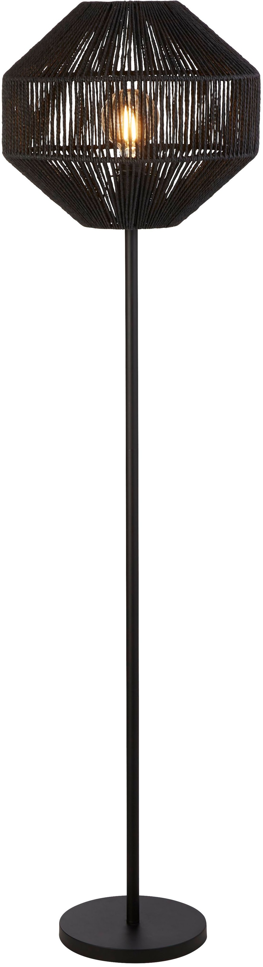 "SEARCHLIGHT Stehlampe ""Wicker Floor Lamp - Matt Black Metal & Black Rope Shade"", schwarz (matt schwarz), 1, Ø 41cm H: 132cm, 1 Stk., Leuchten