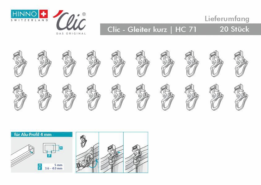HINNO Klick-Gleiter »hinno-clic HC71«, (20 St.), HINNO Clic-Gleiter