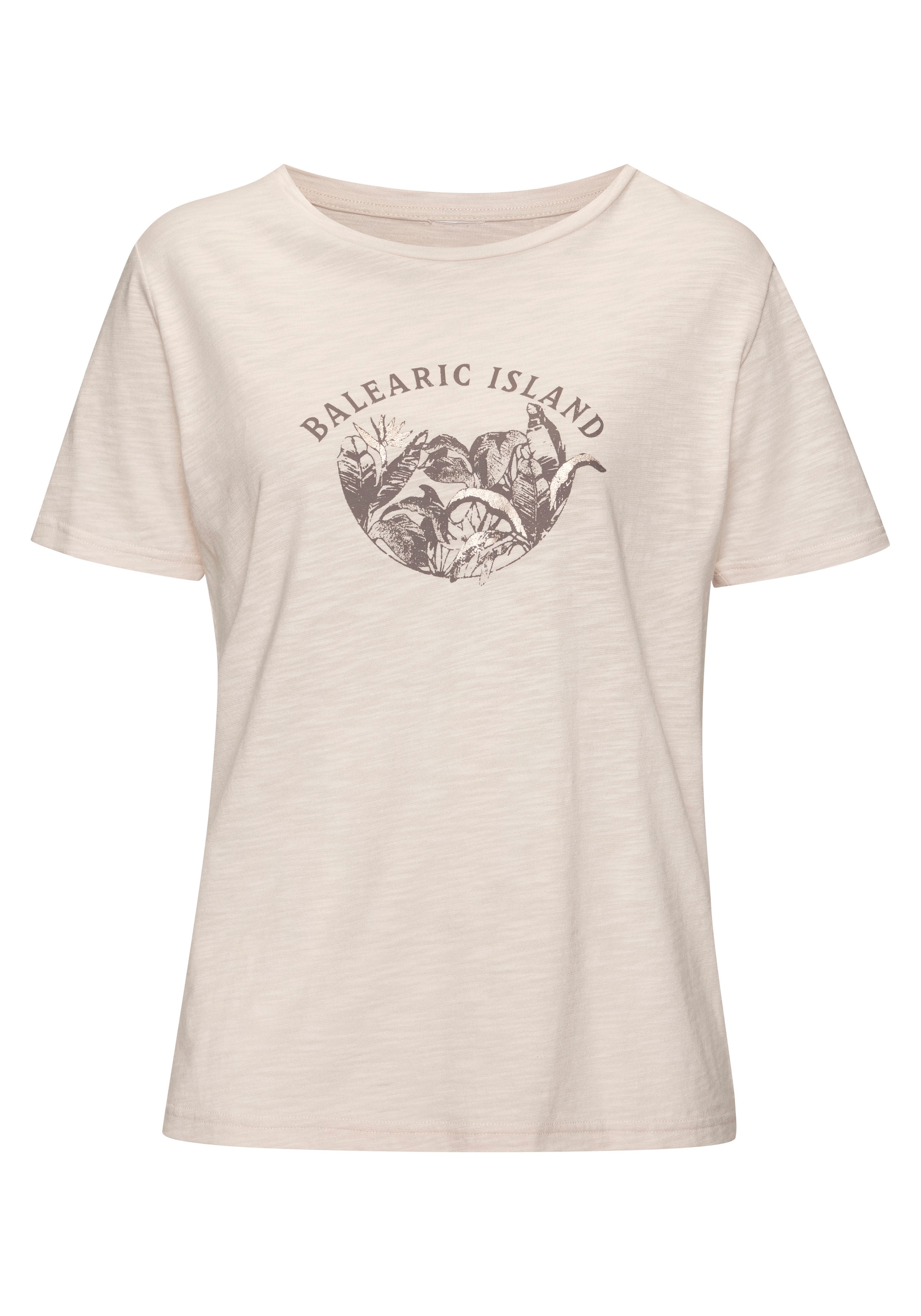 Vivance T-Shirt »mit schimmerndem Frontprint«, aus weicher Baumwoll-Qualität