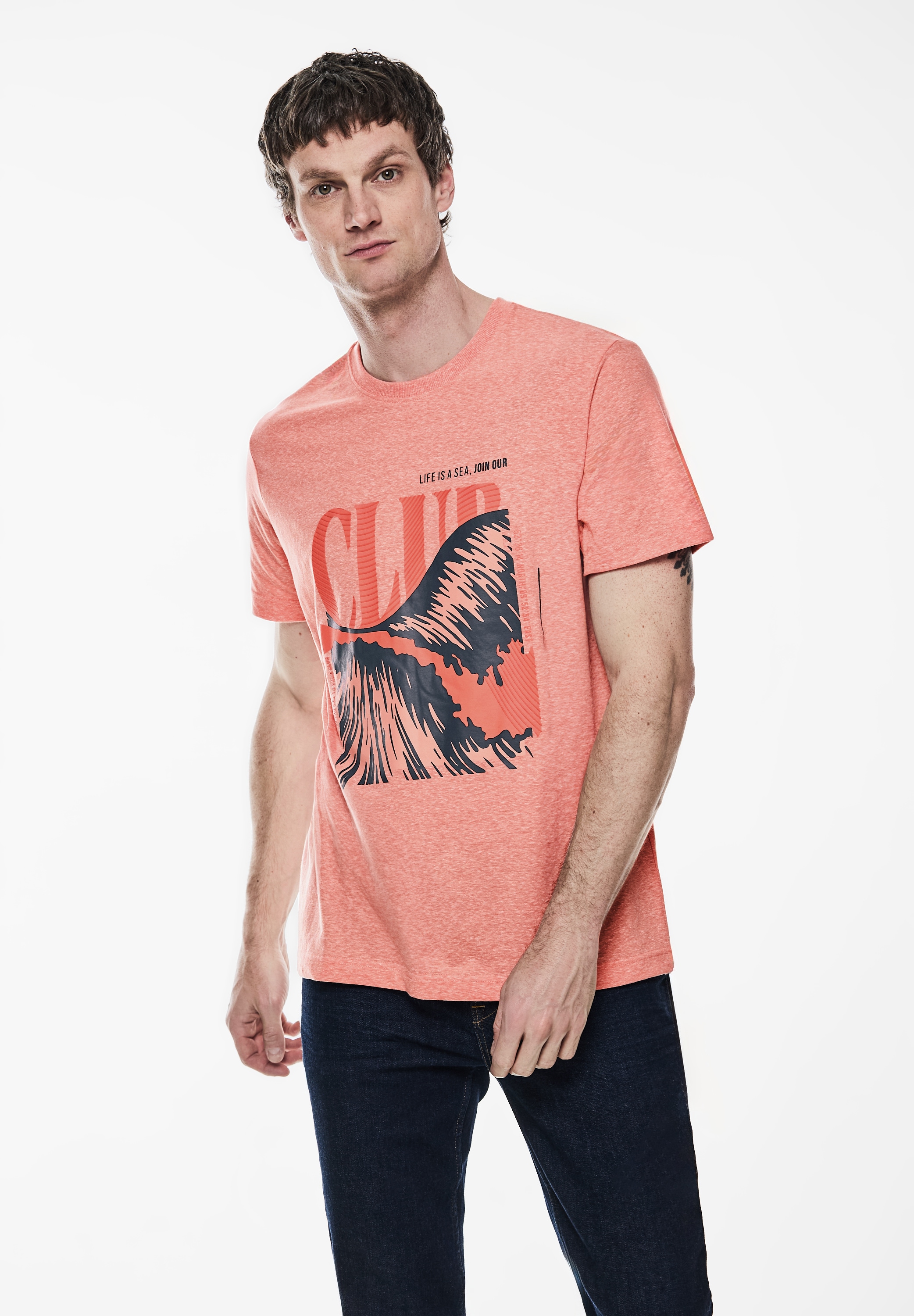 STREET ONE MEN T-Shirt, bestehend aus einem Materialmix