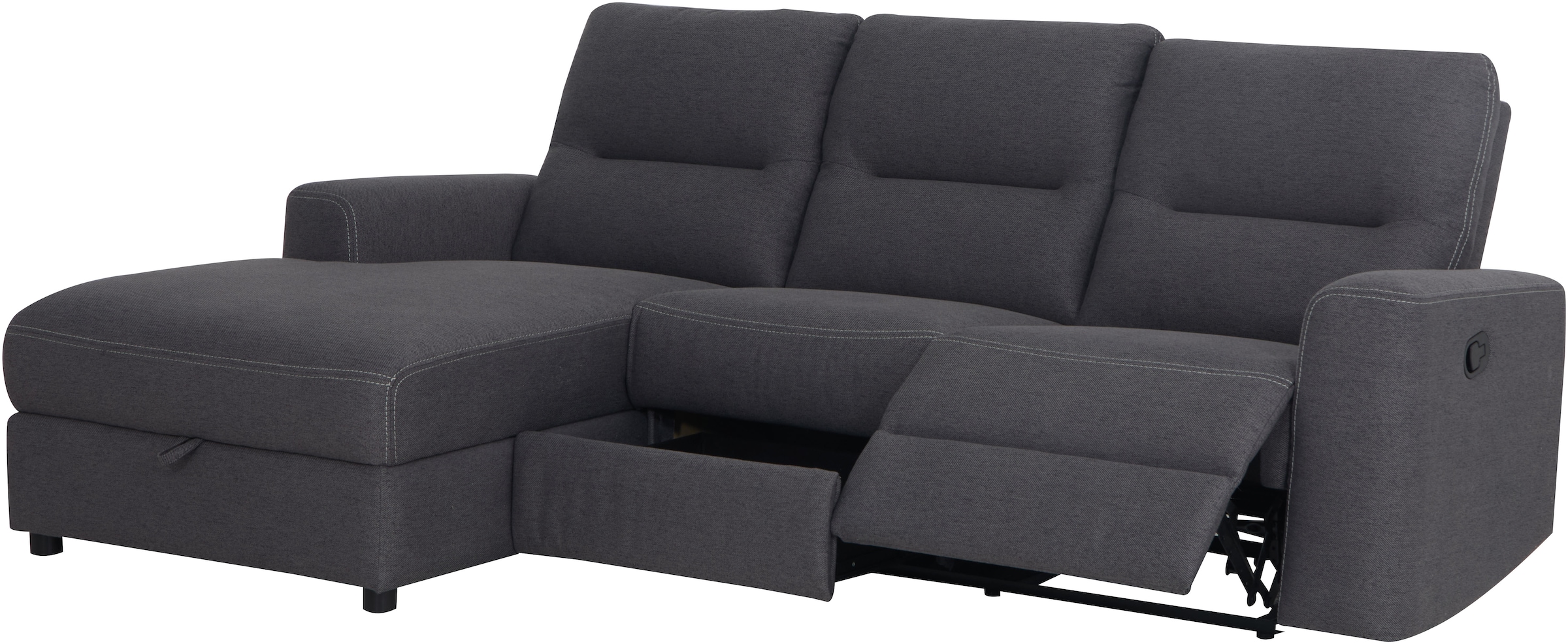 Home affaire Ecksofa »VENOIR, L-Form, 250 cm, manuelle u. elektrische Funktion (m. USB A/C)«, Stauraum unter der Recamiere, 2. Staufach, Federkern