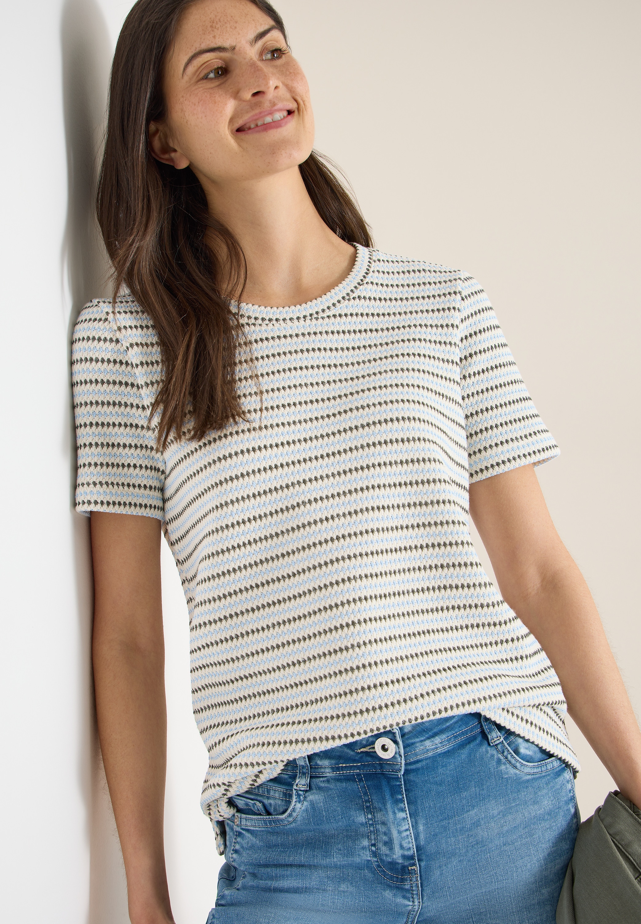 Cecil Rundhalsshirt Rundhalsausschnitt günstig online kaufen