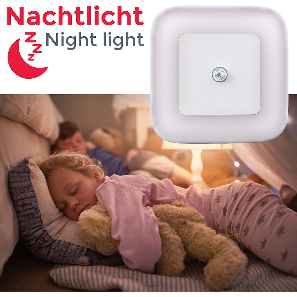 B.K.Licht Steckdosenleuchte / Nachtlicht, weiß, 2er-Set, 2 x 0,32 Watt inkl. Bewegungsmelder, inkl. Auto/ON/OFF,Reichweite 3m, Auto-AUS nach 20 Sek.