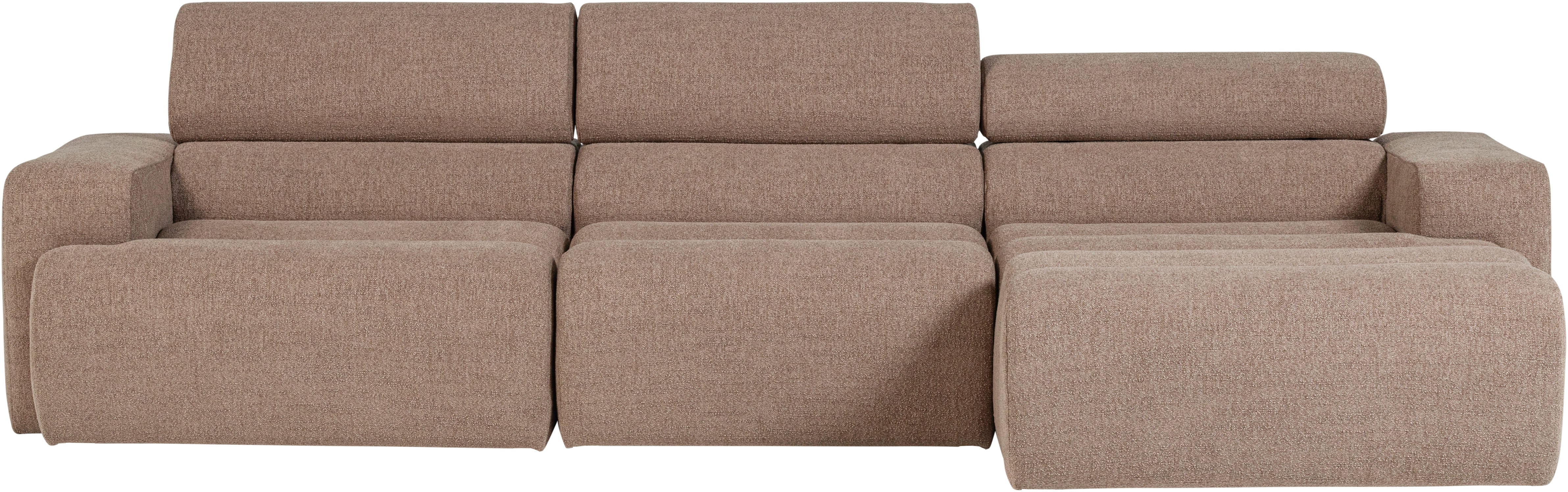 WOOOD Ecksofa "Novi Chaiselongue Bezug mit verstellbarer Nackenstütze 300x173x73 cm" Rechts, Tragkraft 360 kg, Maximale Verschleißfestigkeit, Bouclé-Bezug