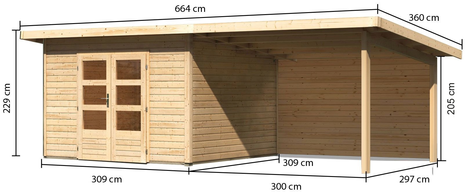 Karibu Gartenhaus »Perlsee 3«, (Set), mit Anbaudach