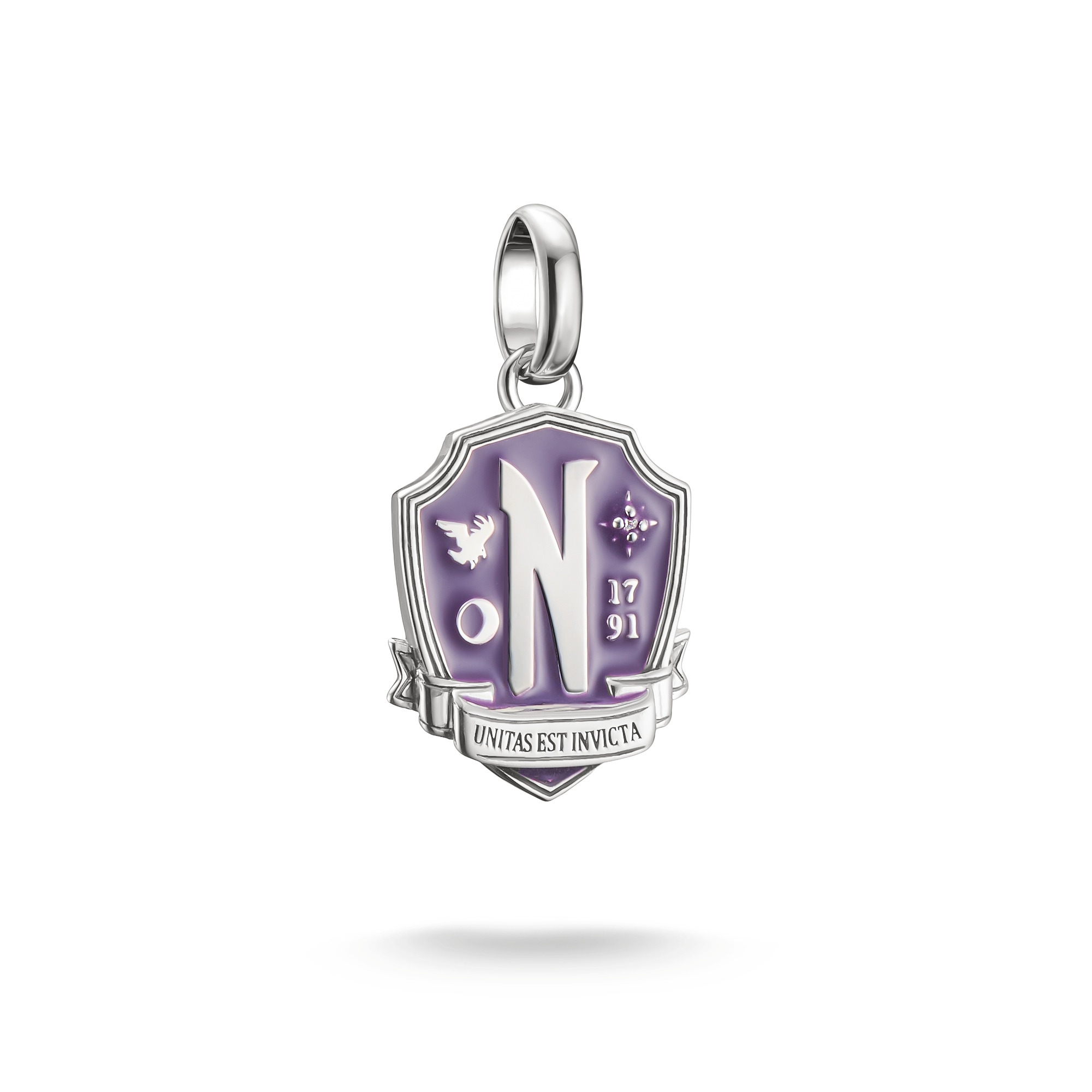 THOMAS SABO Damen Charm-Einhänger "THOMAS SABO Wednesday Nevermore Charm - Connect", lila, Silber 925 (recycelt), Charms, mit Zirkonia (synth.)